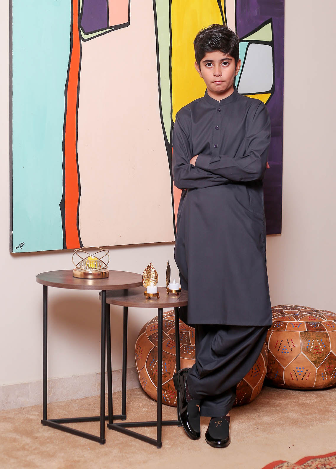 wash & wear Kurta Set in Iron grey