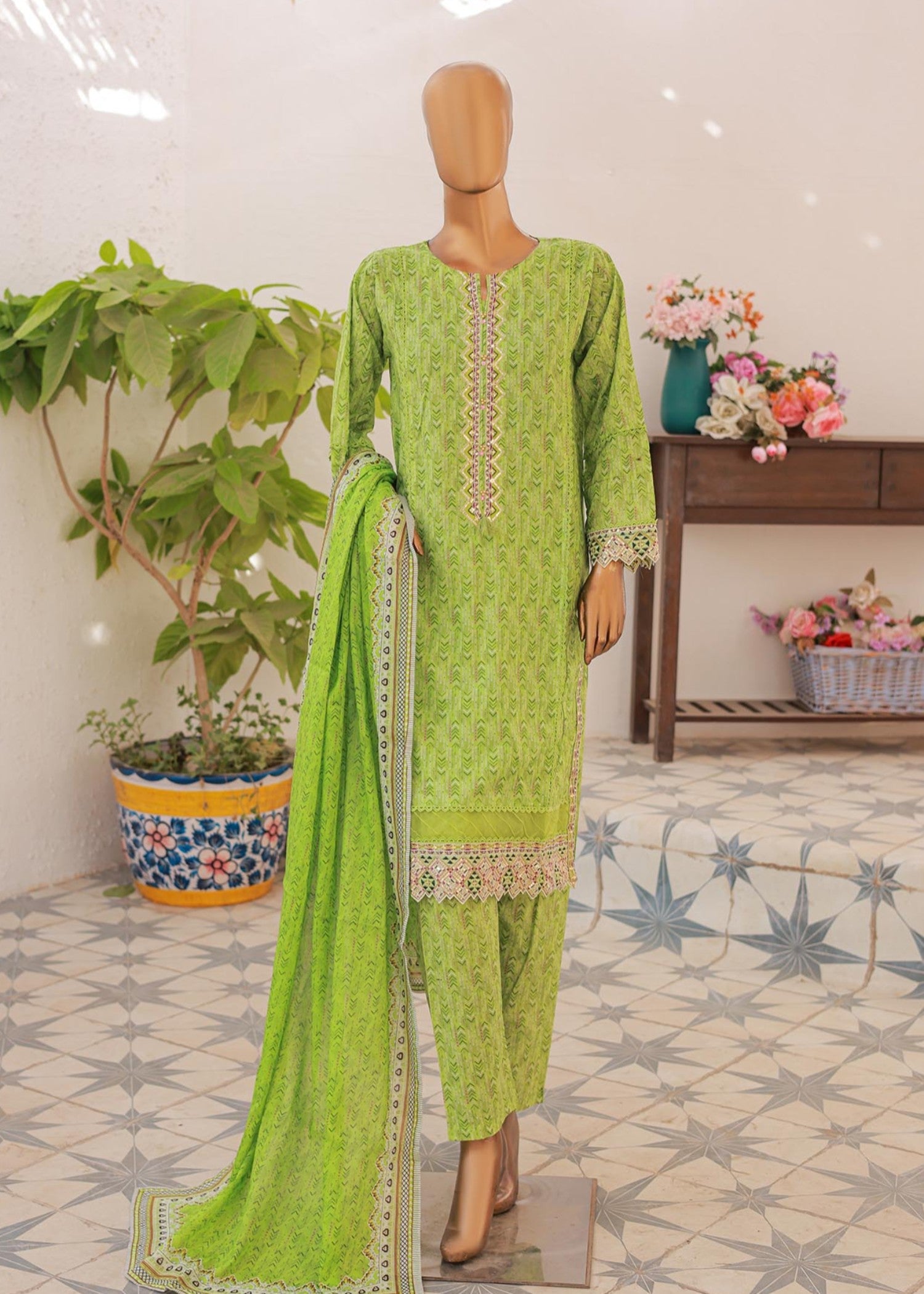 lawn Kurta Set in Mint green