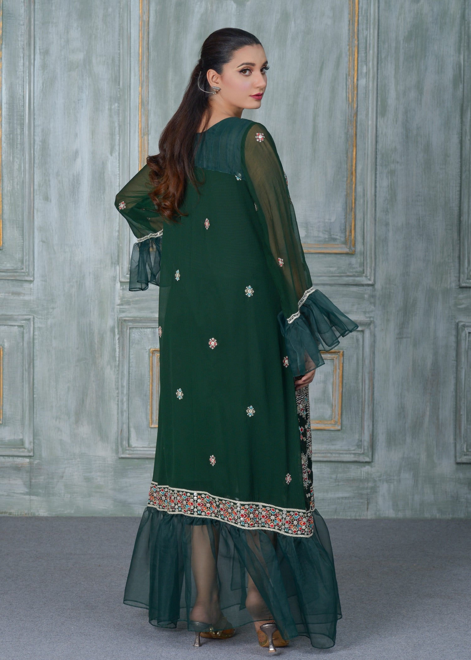 chiffon Maxi in Emerald green