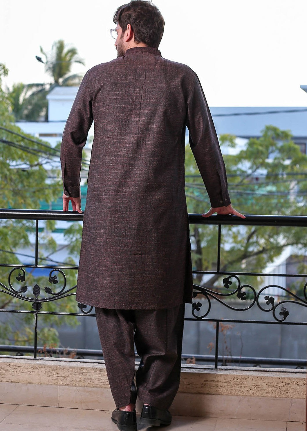 wool viscose Shalwar Kameez in Maroon