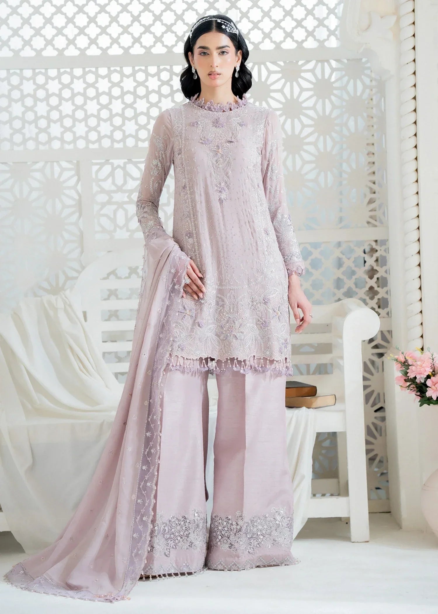 georgette chiffon Kurta Set in Lilac