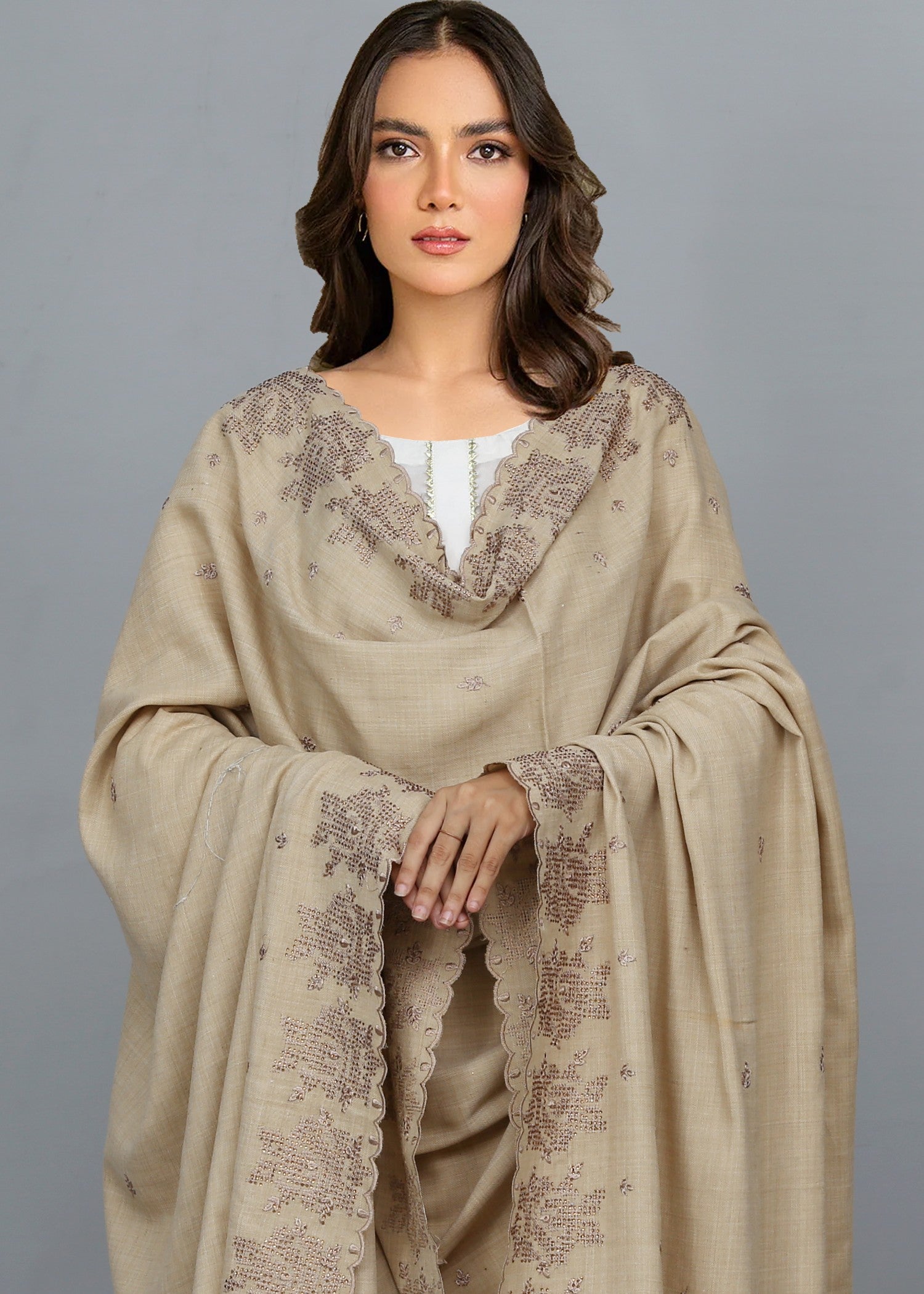 Shawl in Beige Color by - Trendy Women Shawl OVP8873
