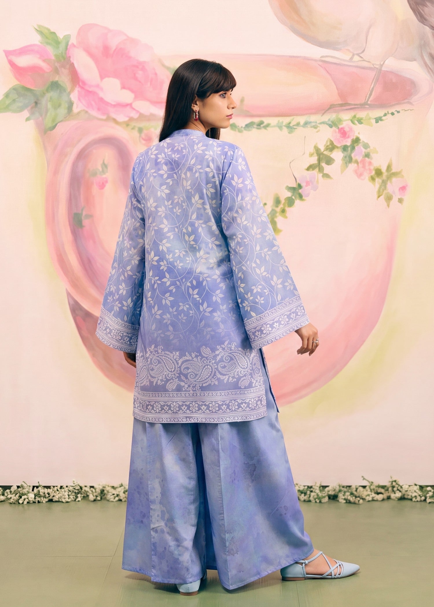 lawn Sharara in Royal blue