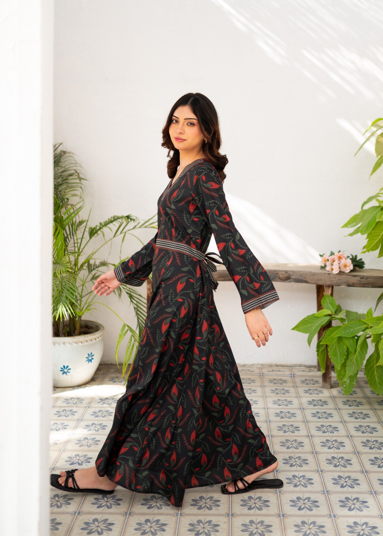 crepe Maxi in Charcoal
