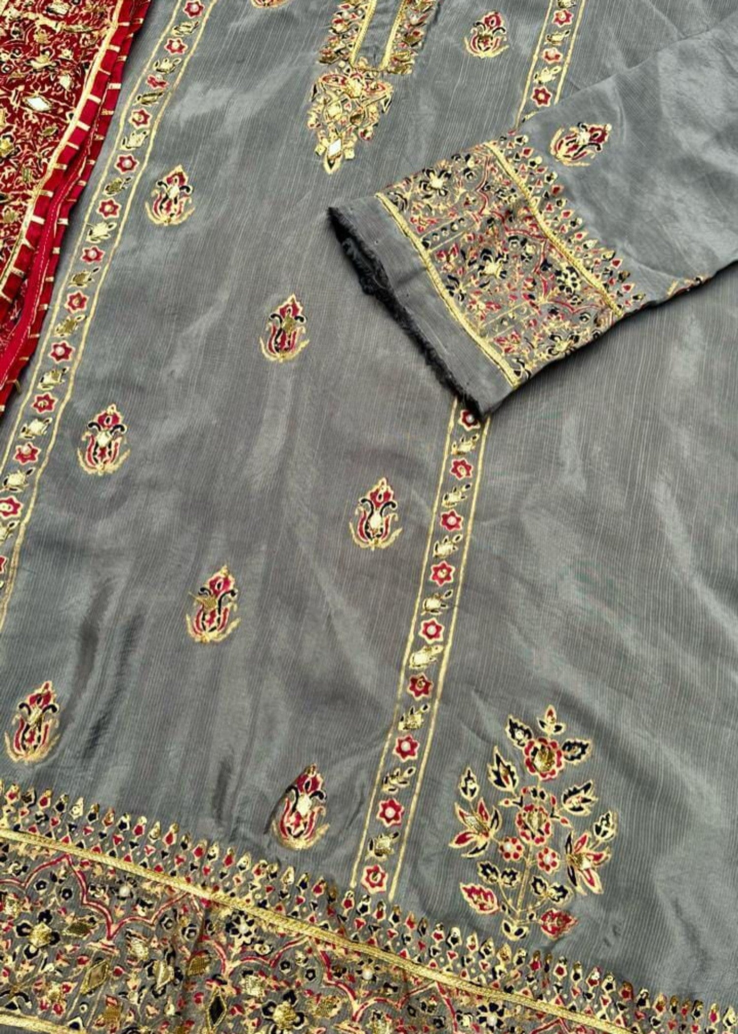 pk raw silk Unstitched in Grey