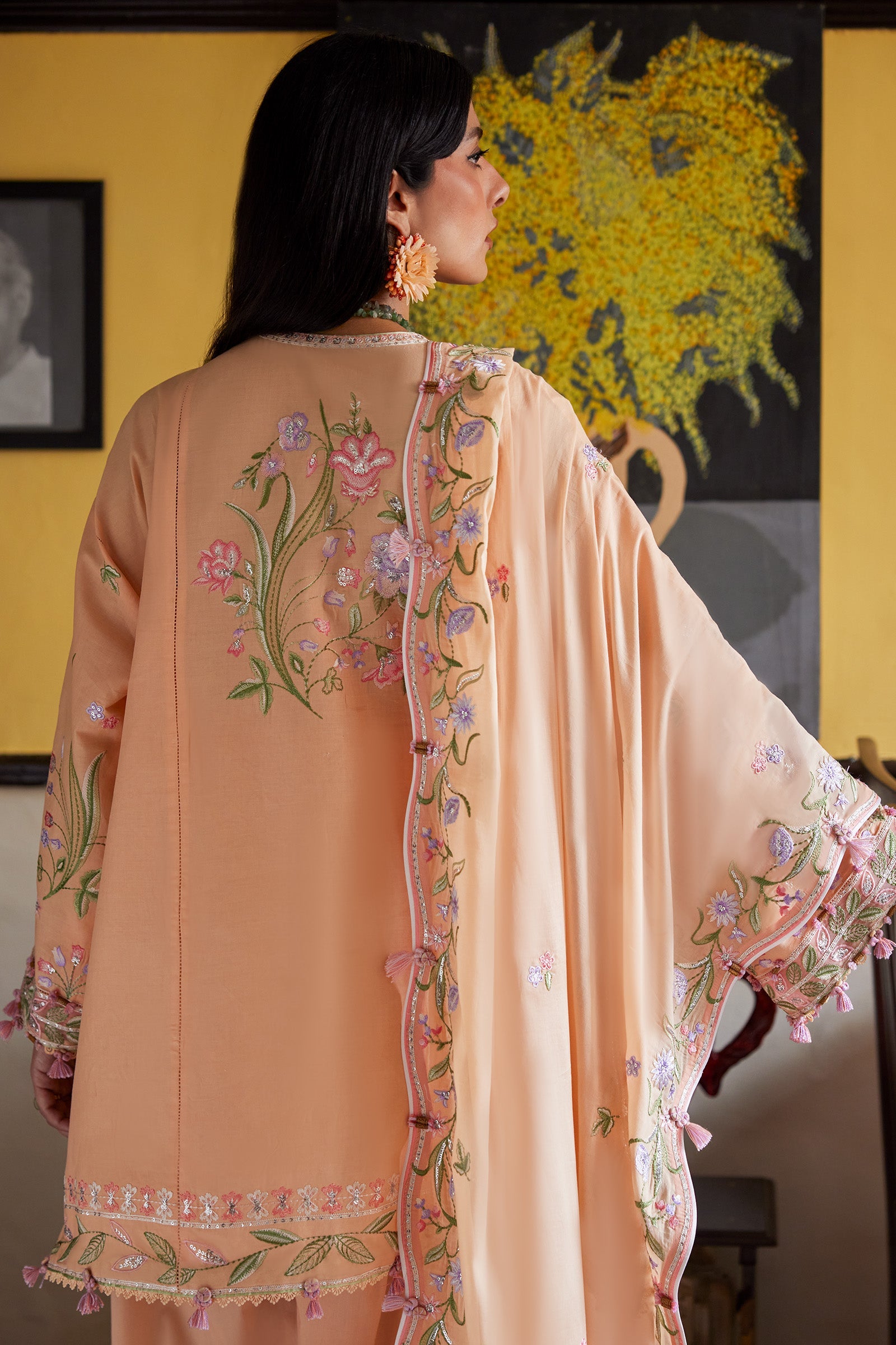 Festive Luxury Lawn – Apricot Mallow Bloom (Z-09)