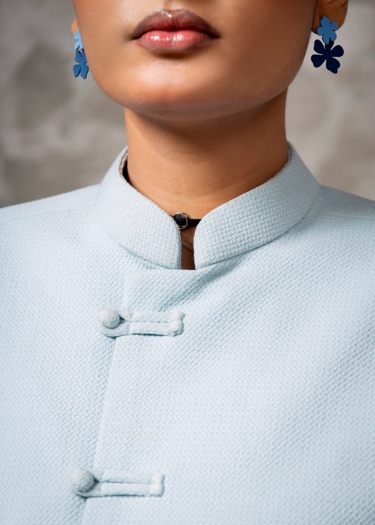 cotton pique Coat in Powder blue
