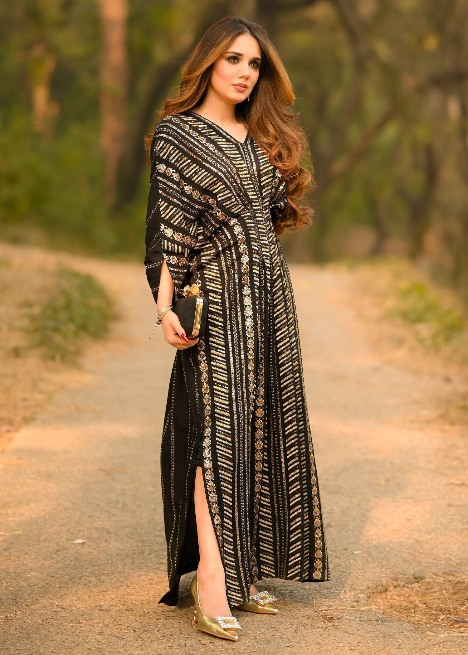 cotton Kaftan in Black