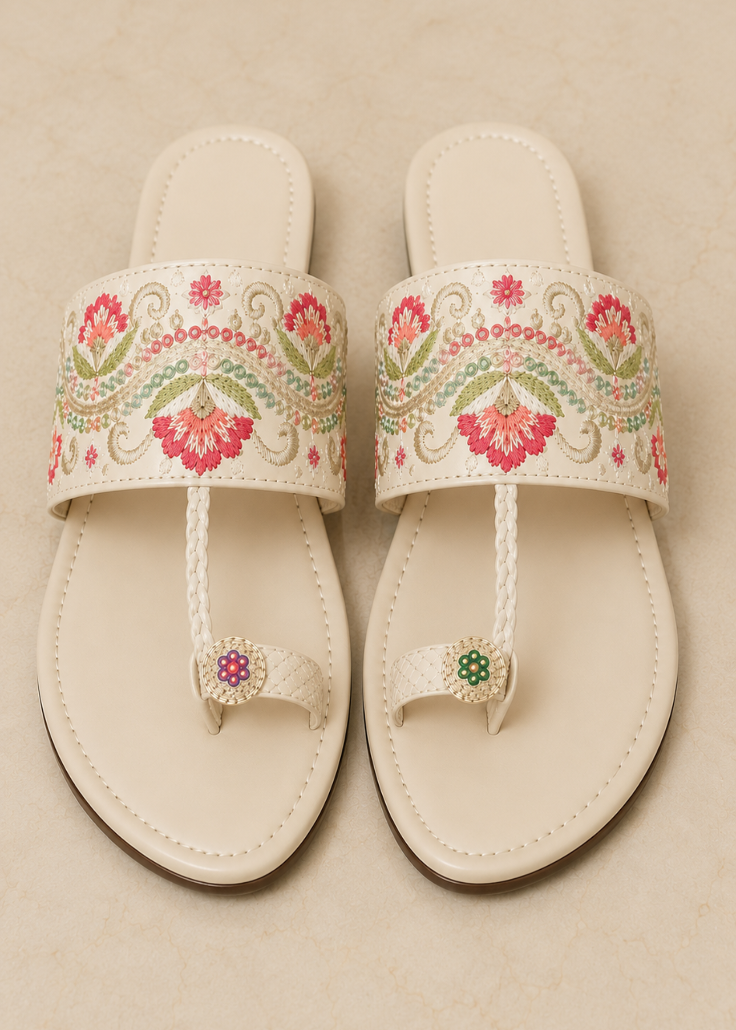Kolapuri in Multi, cream by - High Quality Women Kolapuri KQP0144