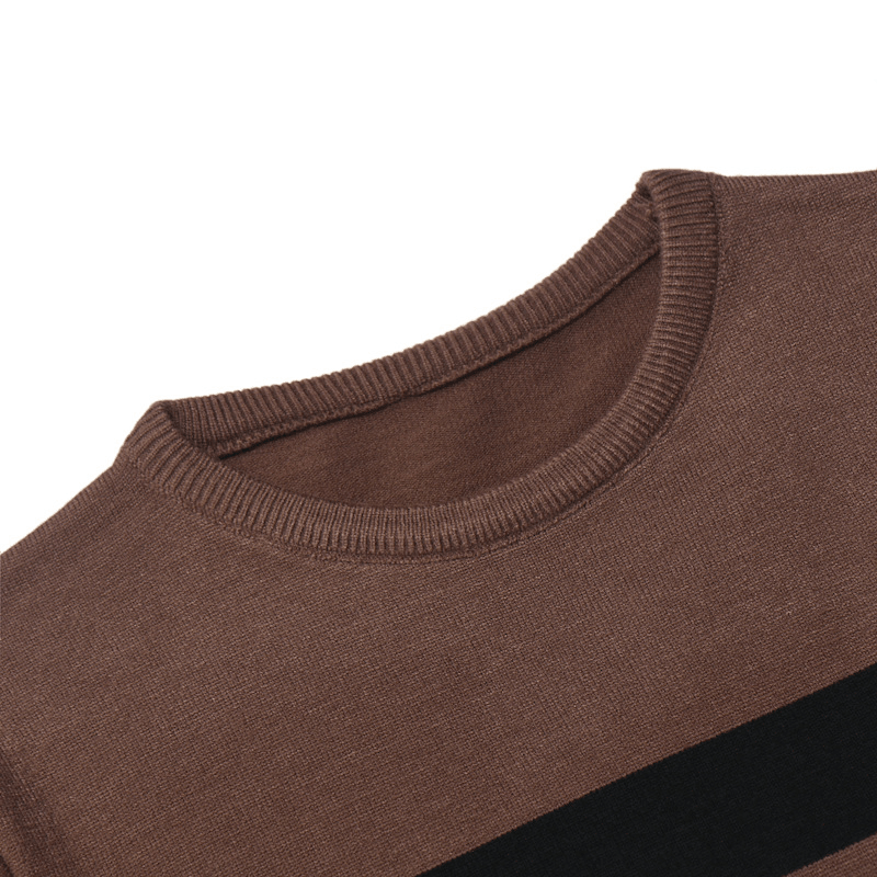 New round Neck Sweater Men'S Striped Color Blocking Slim Fit Sweater