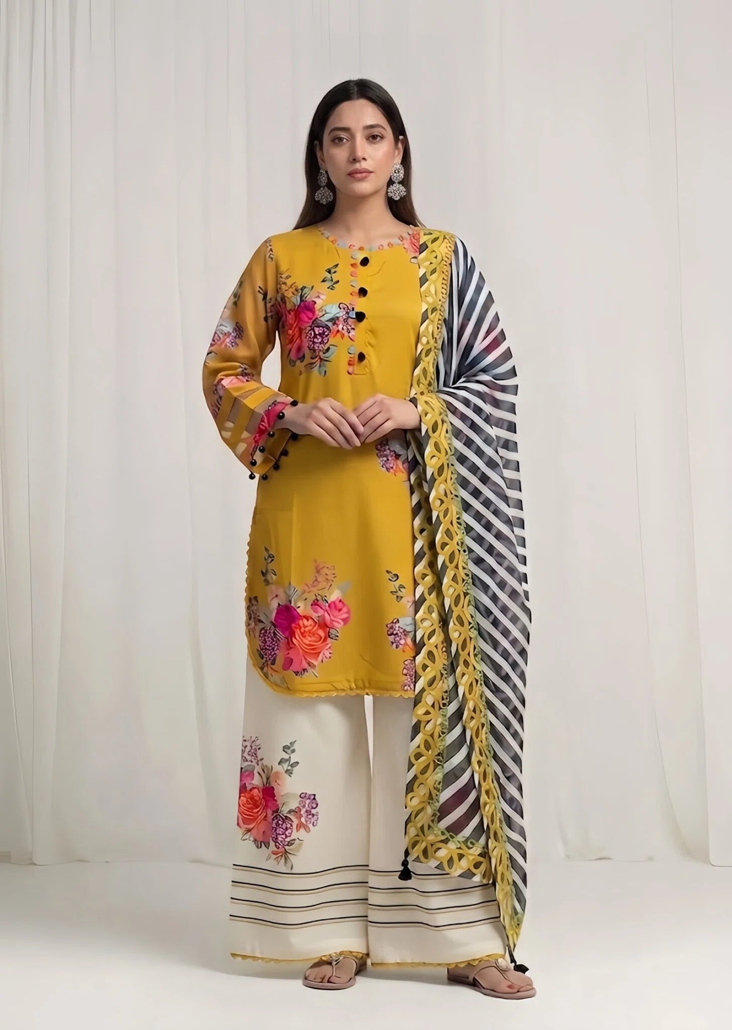 poly silk Kurta Set in Mustard
