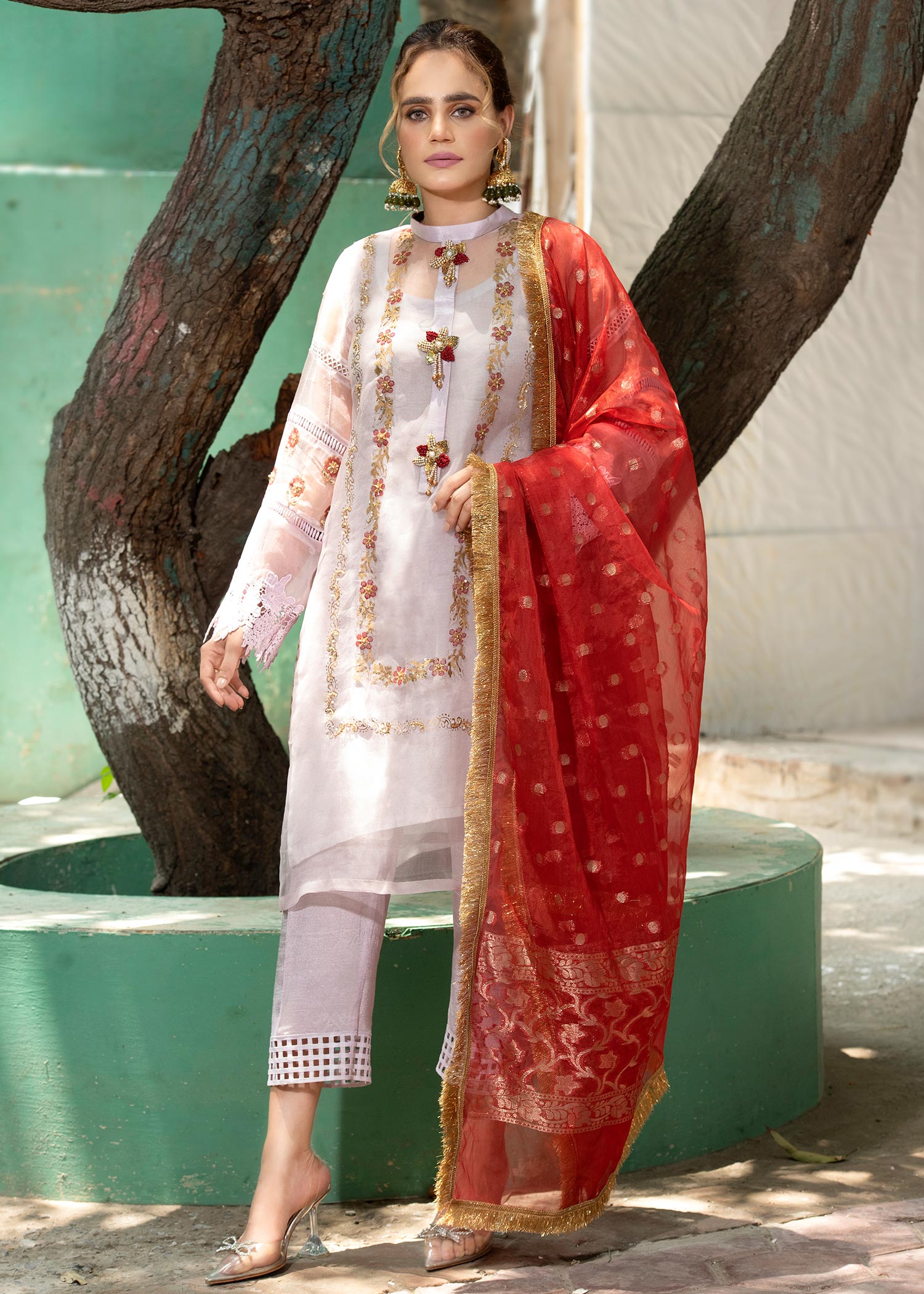 organza Kurta Set in Lavender