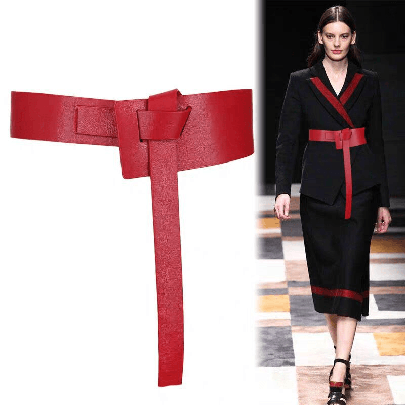 Ladies Outerwear Extra Wide Decorative Shirt Coat with Skirt Fashion Versatile Belt Accessories