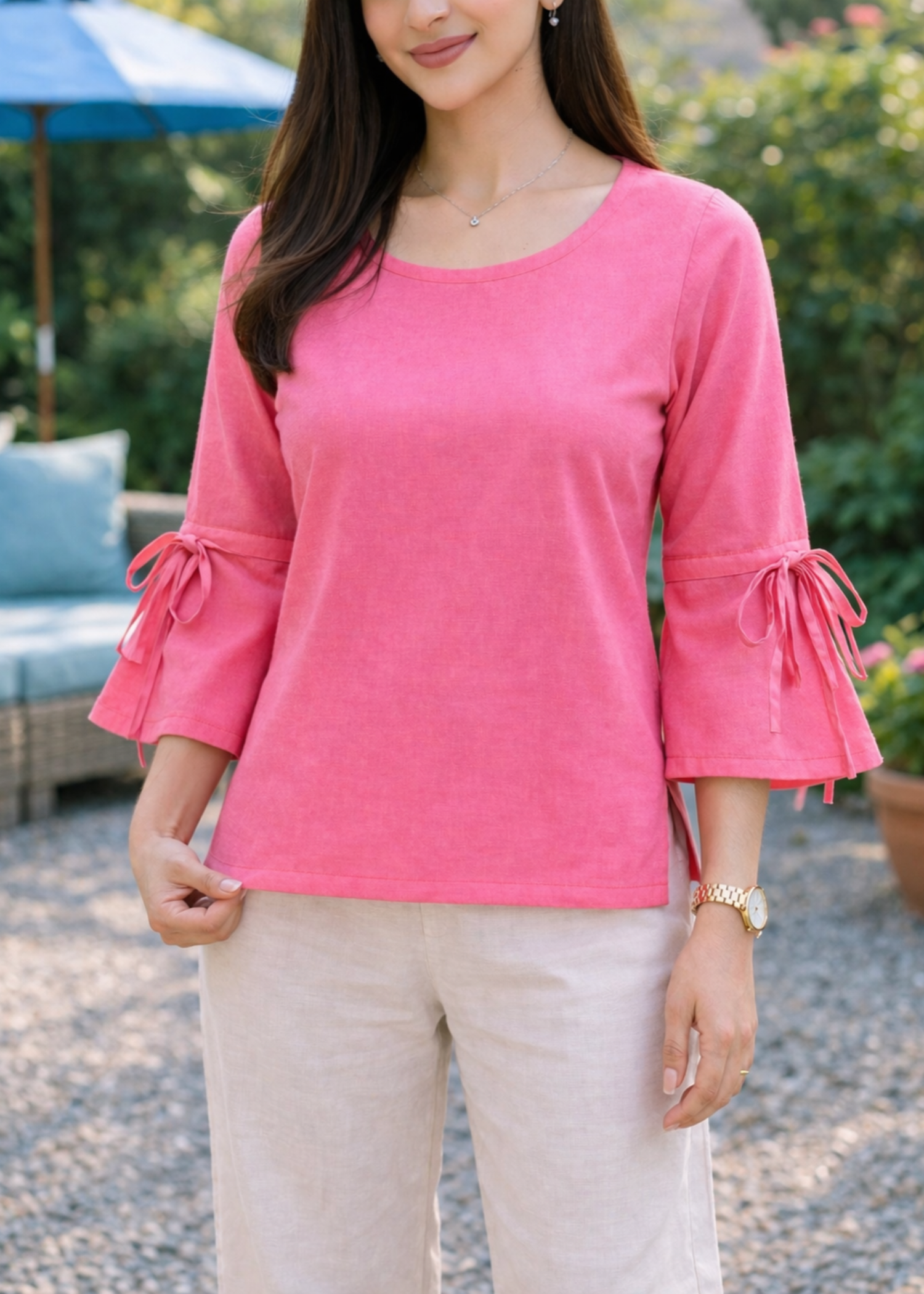 lawn Top in Bubblegum pink