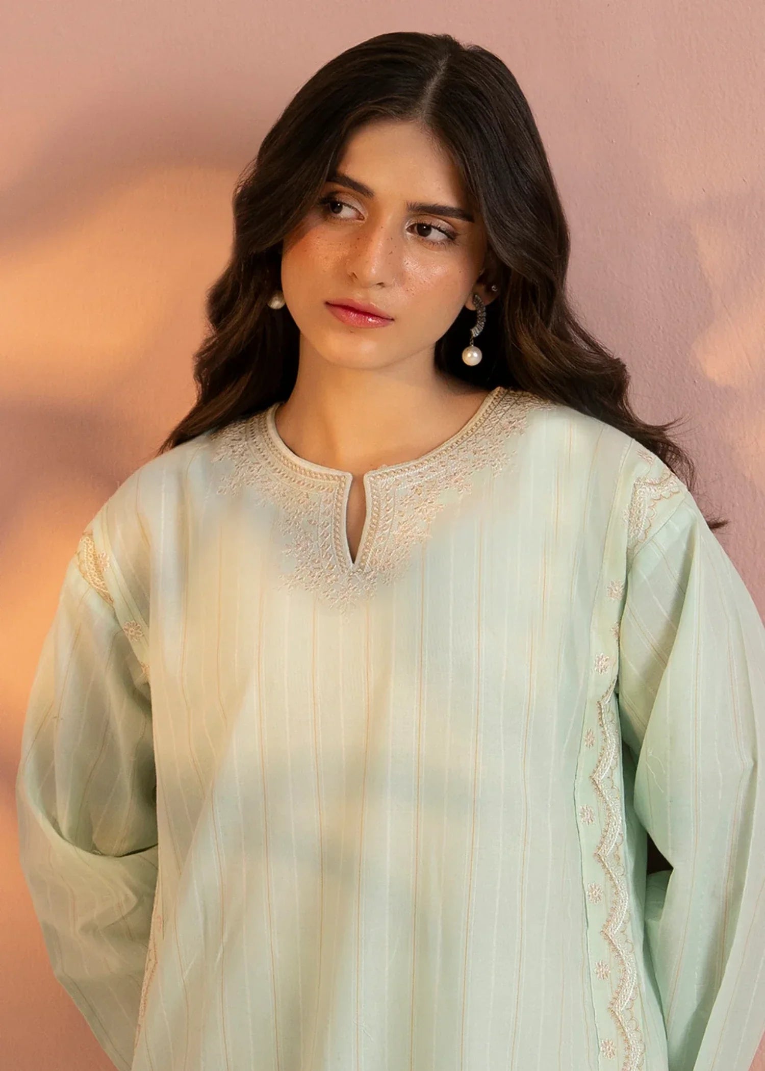 lawn Kurti in Mint green
