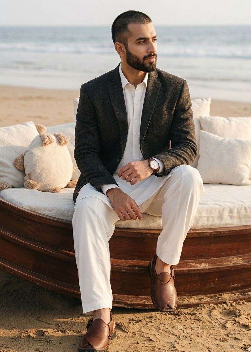 herringbone Blazer in Dark grey