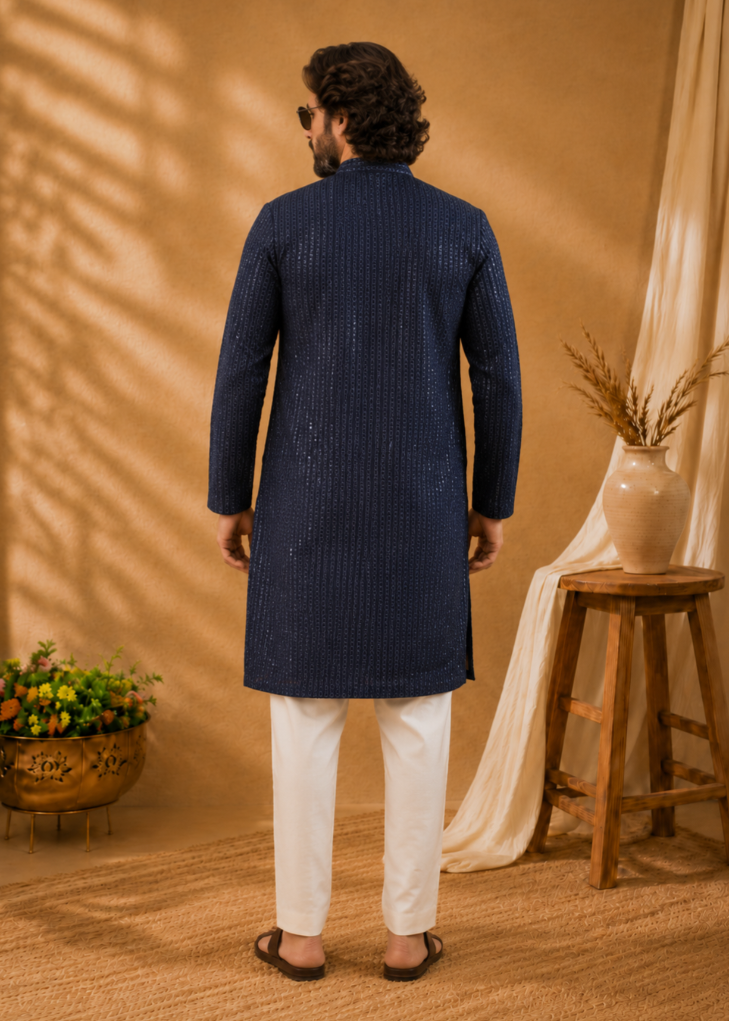 pk raw silk Kurta Set in Navy blue by The Great Masters (TGM)