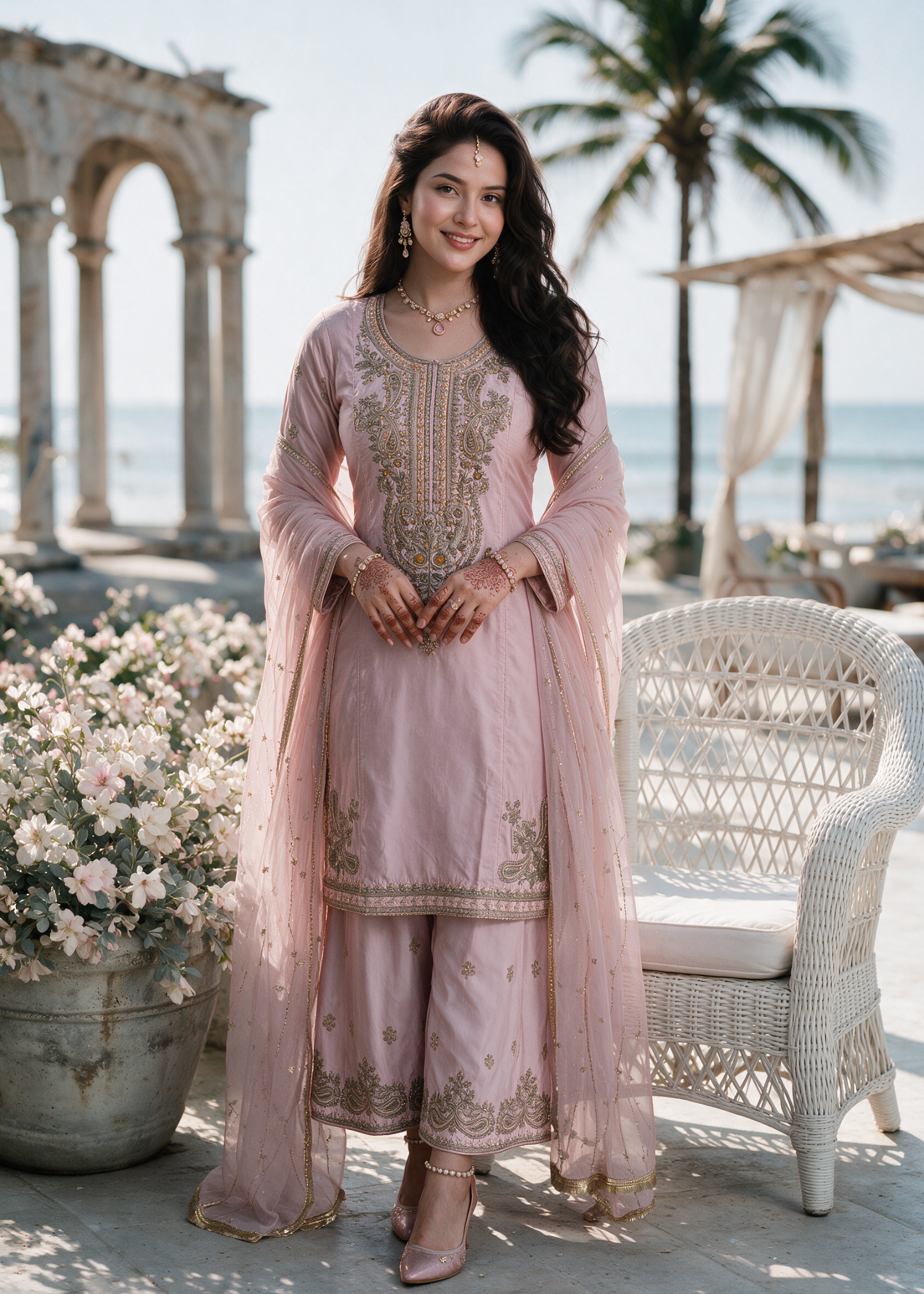 kattan silk Sharara in Pink