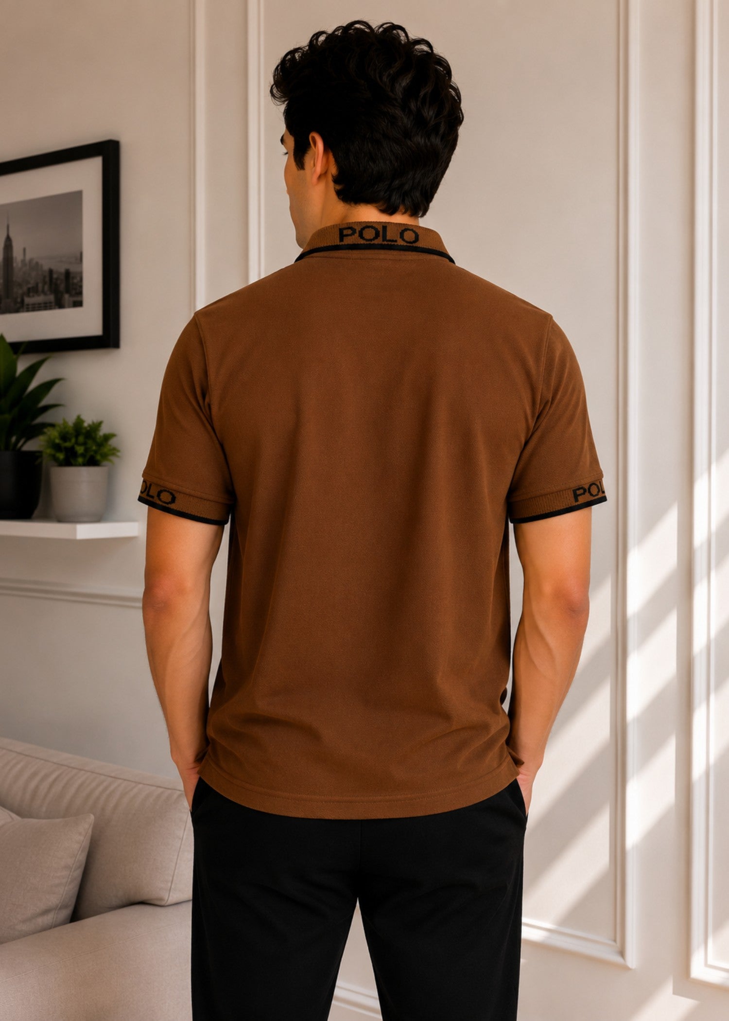 cotton Polo Shirt in Maple brown