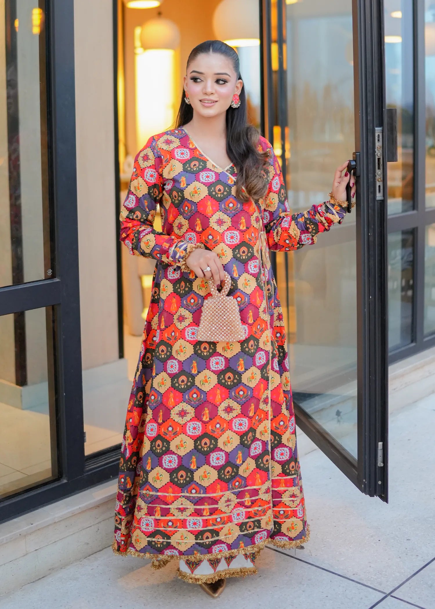 lawn Angrakha in Multi