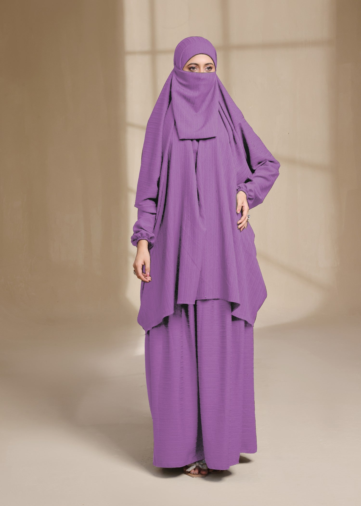 georgette Jilbab in Bright lavender