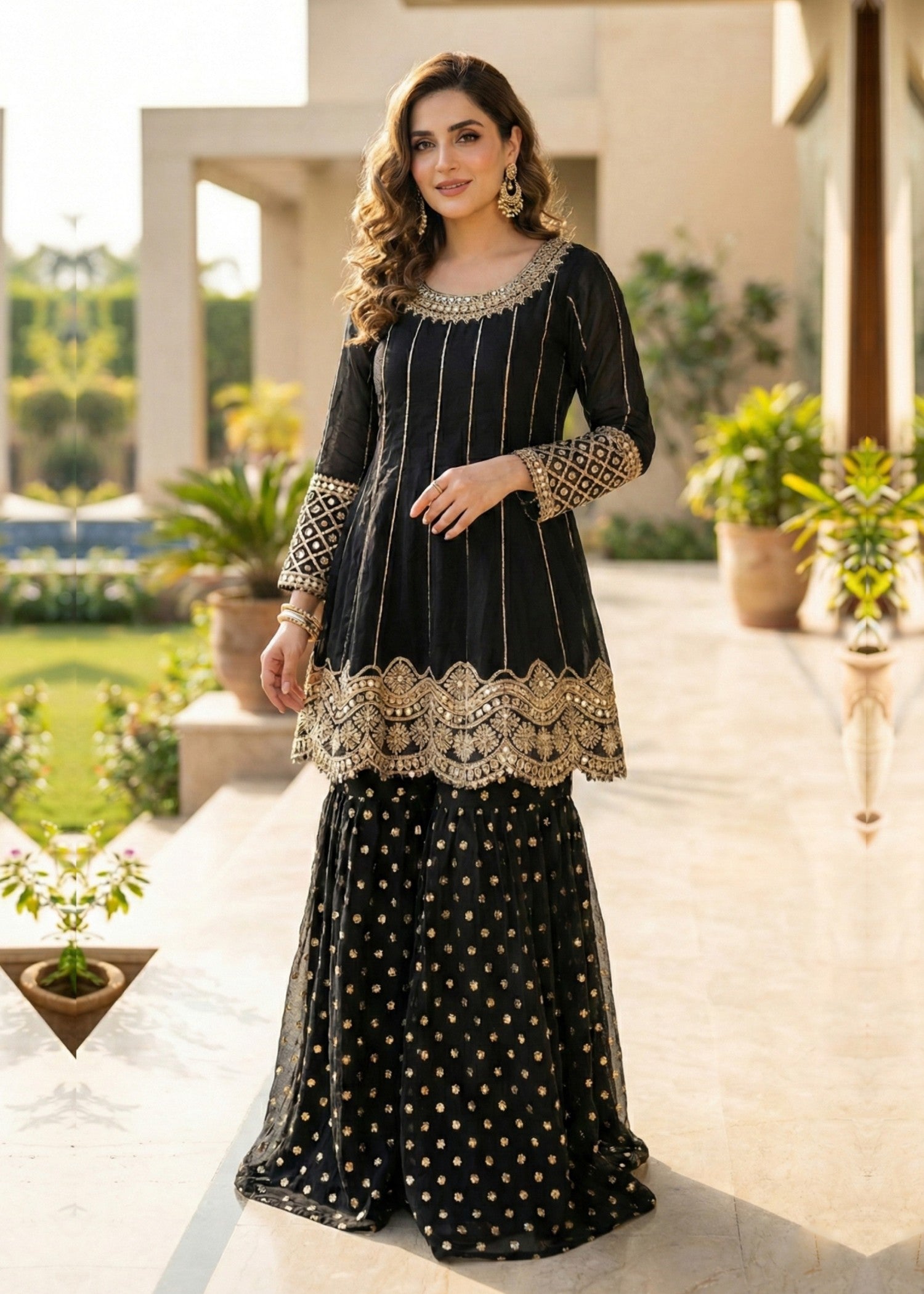 net Gharara in Black
