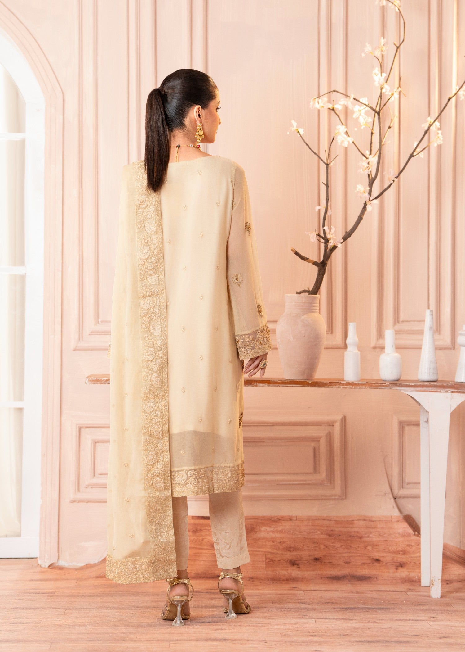 chiffon Unstitched in Cream