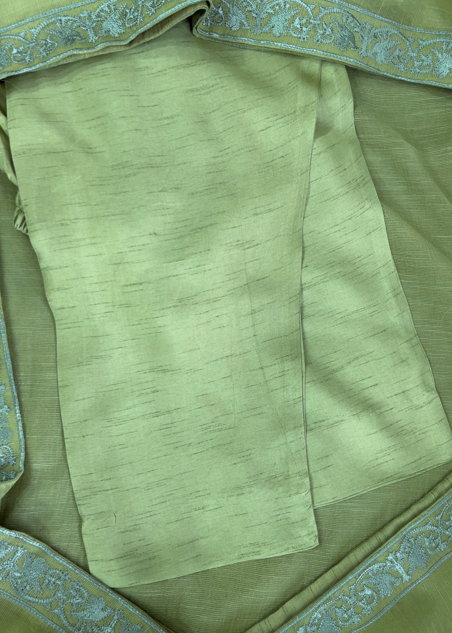indian raw silk Anarkali in Moss green