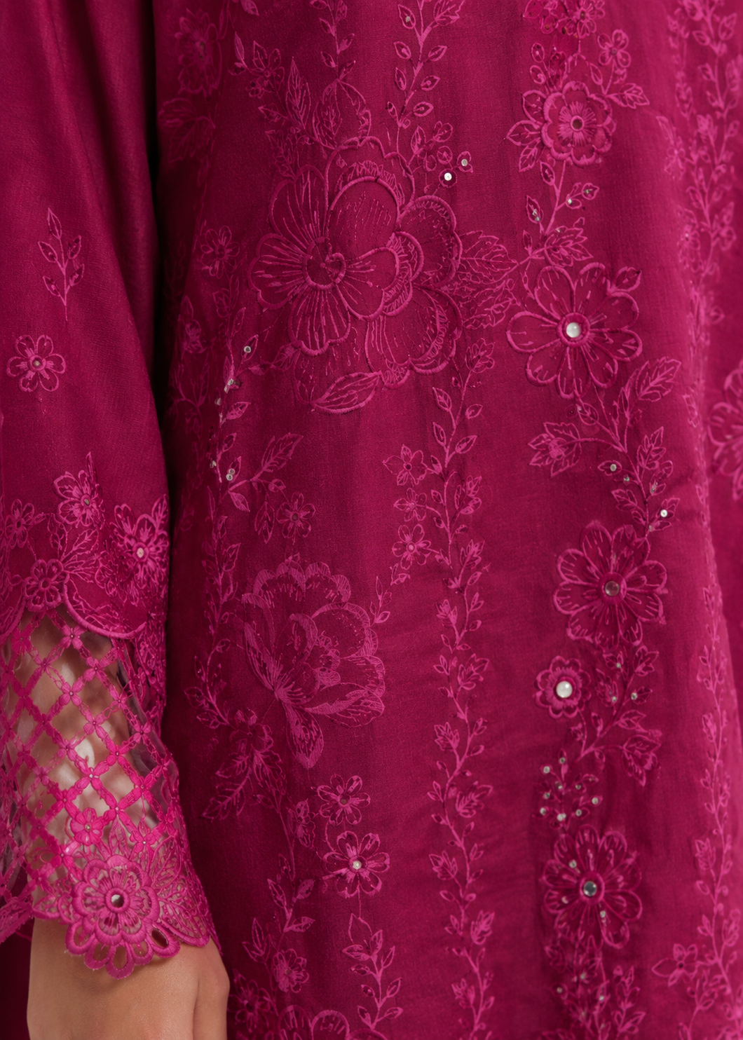 cotton Kurta Set in Shocking pink, bubblegum pink