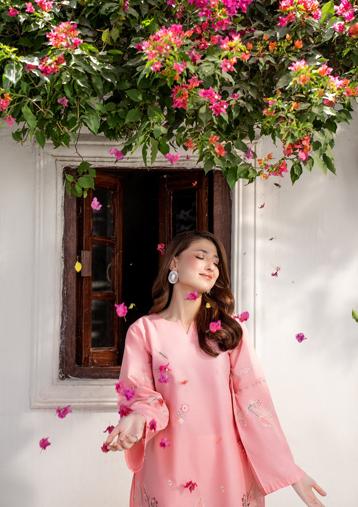 cotton Kurta Set in Peach pink