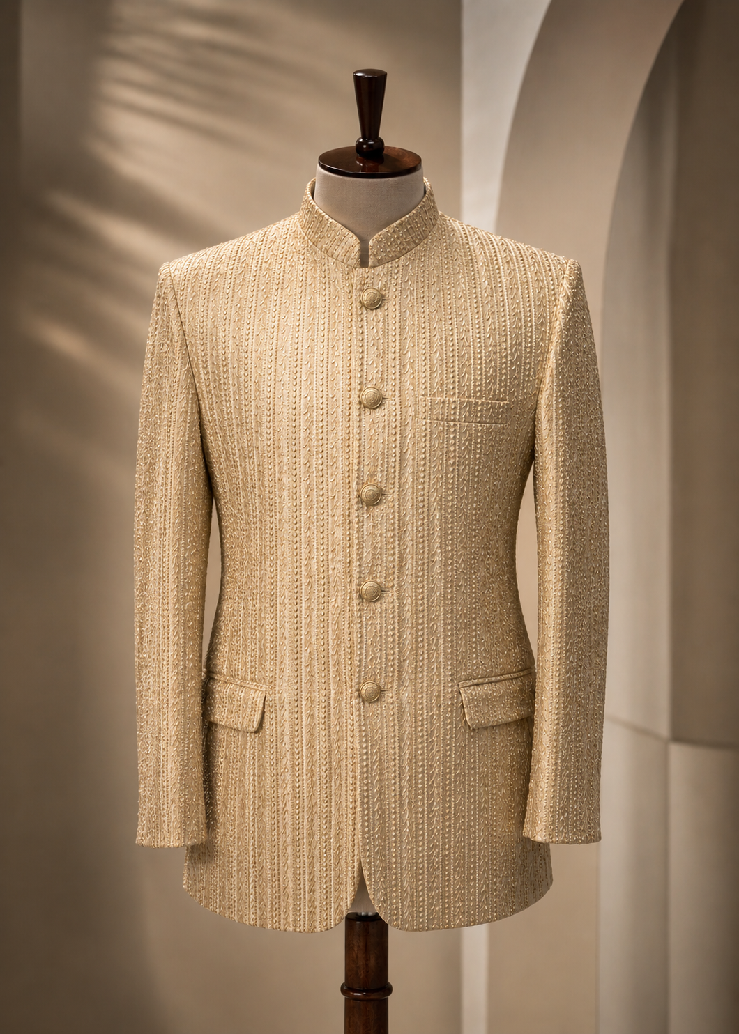 raw silk Prince Coat in Champagne