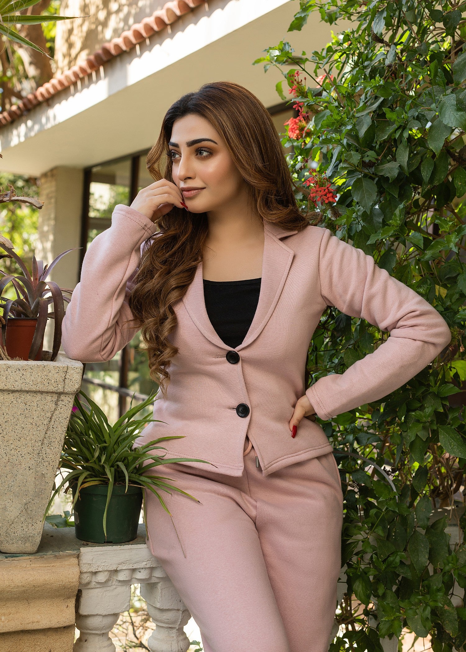 fleece Co Ord Sets in Pastel pink