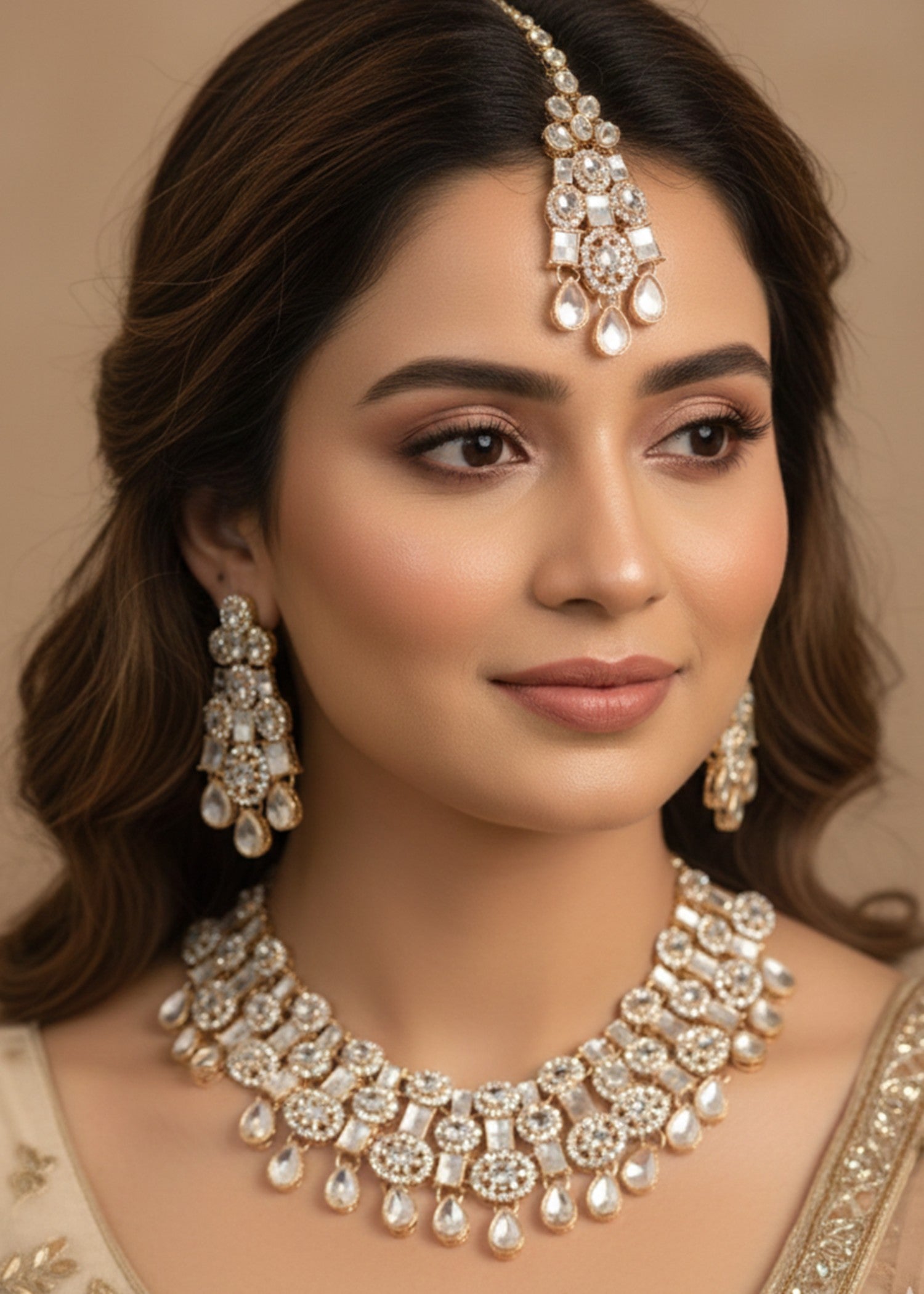 Jewelry Set in Silver, champagne Color by - Trendy Women Jewelry Set QOW8896