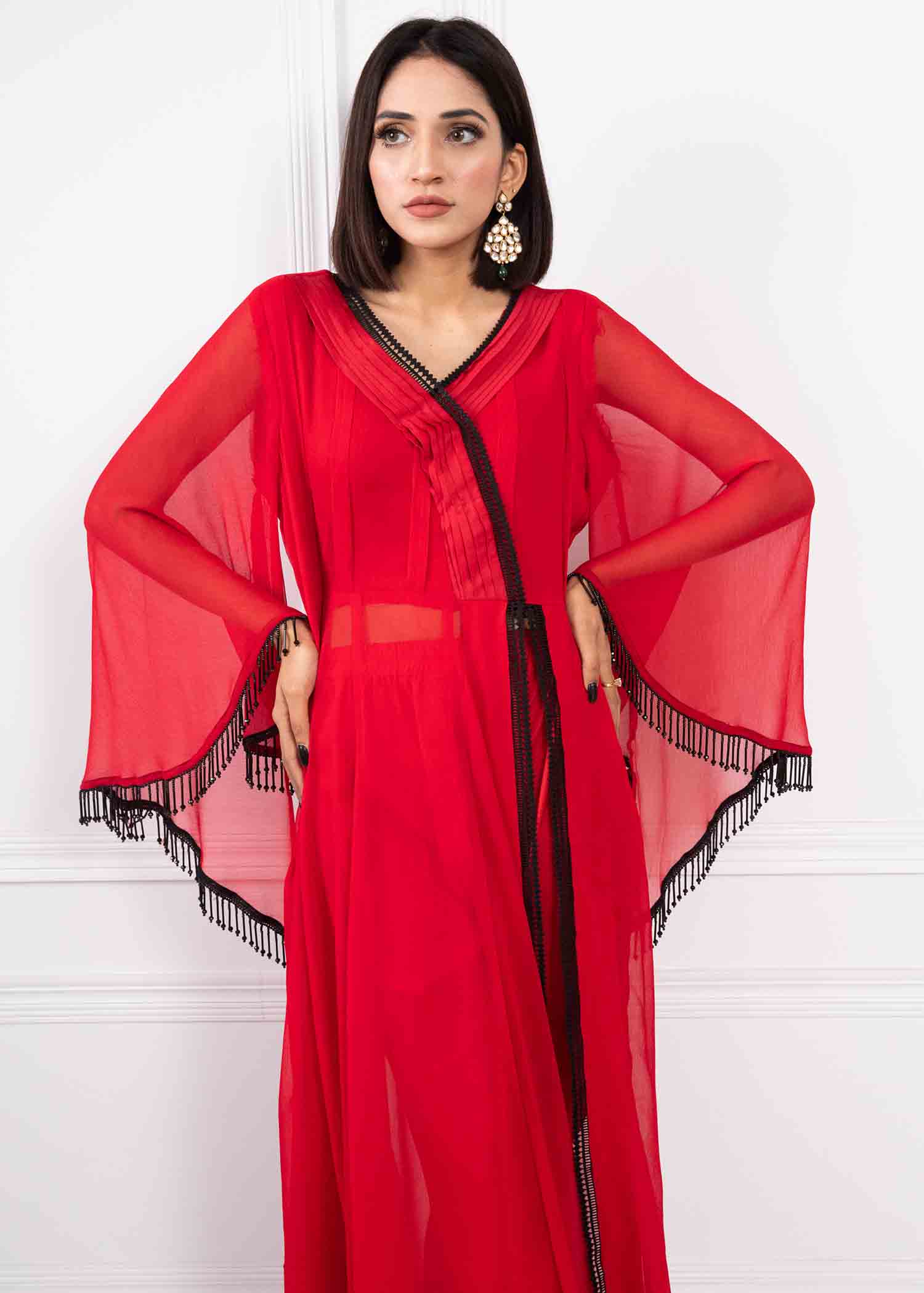 bemberg crinkle chiffon Dress in Red
