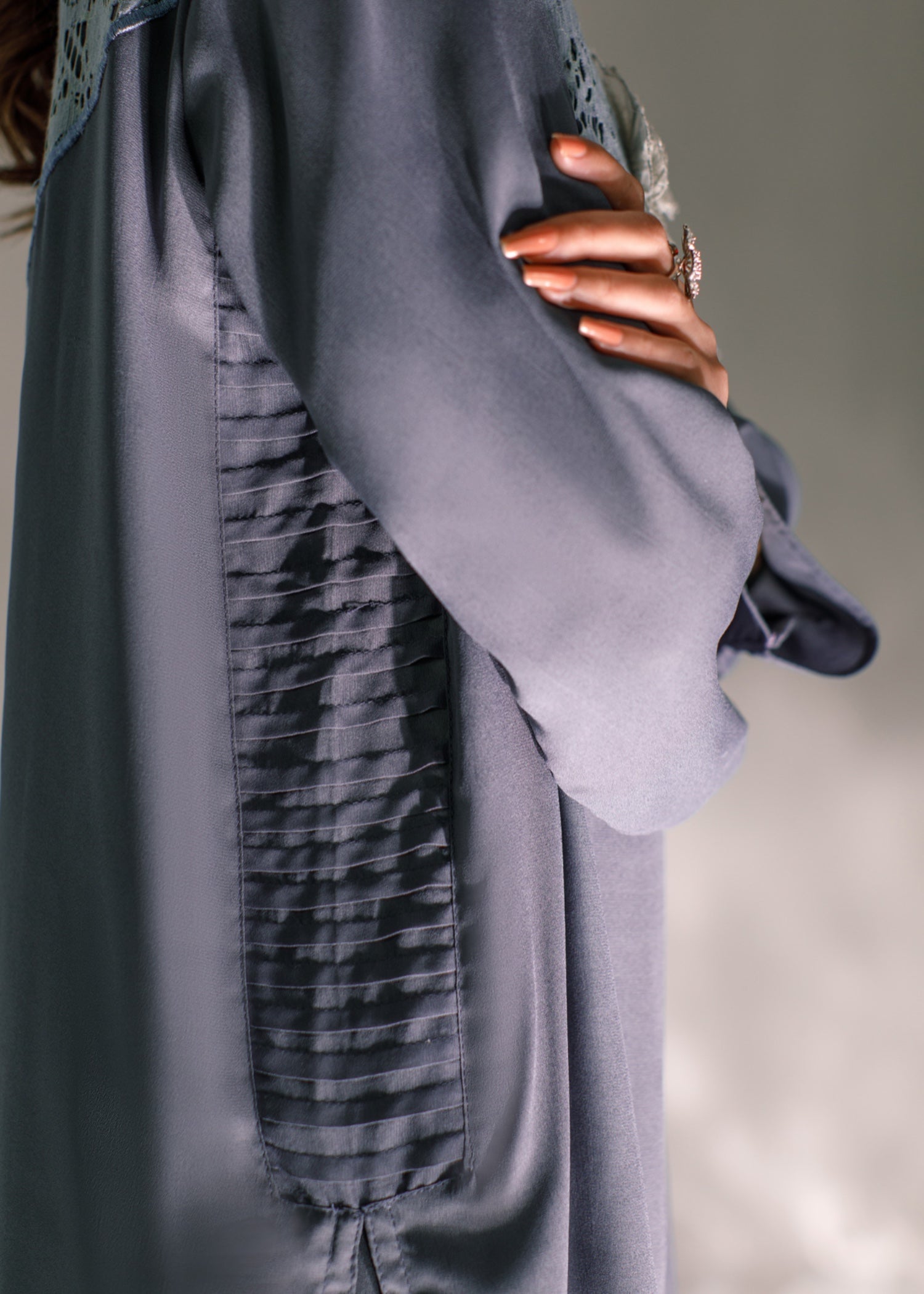 crepe georgette Kurta Set in Steal grey