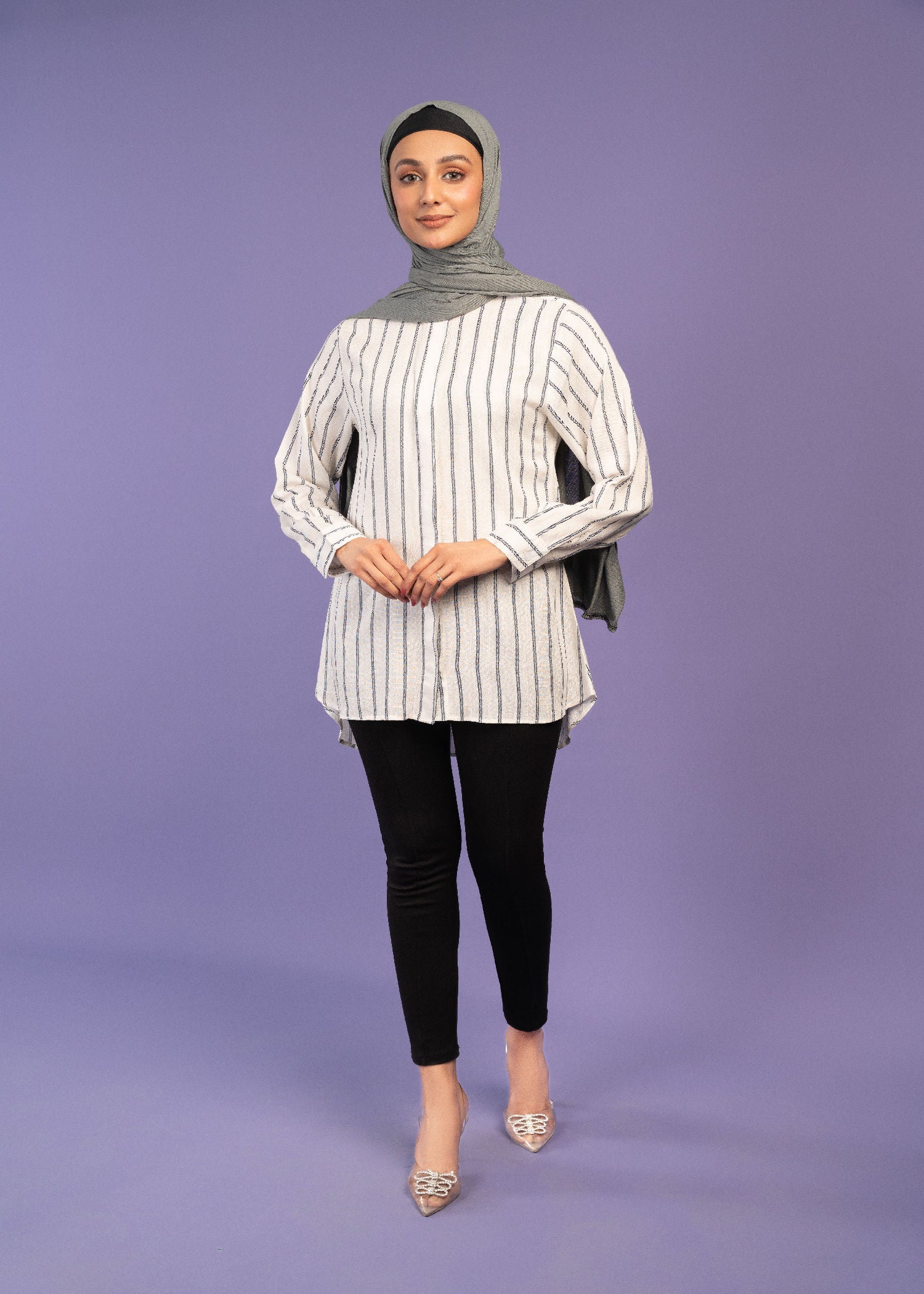 single jersey knit Hijab in Dark grey