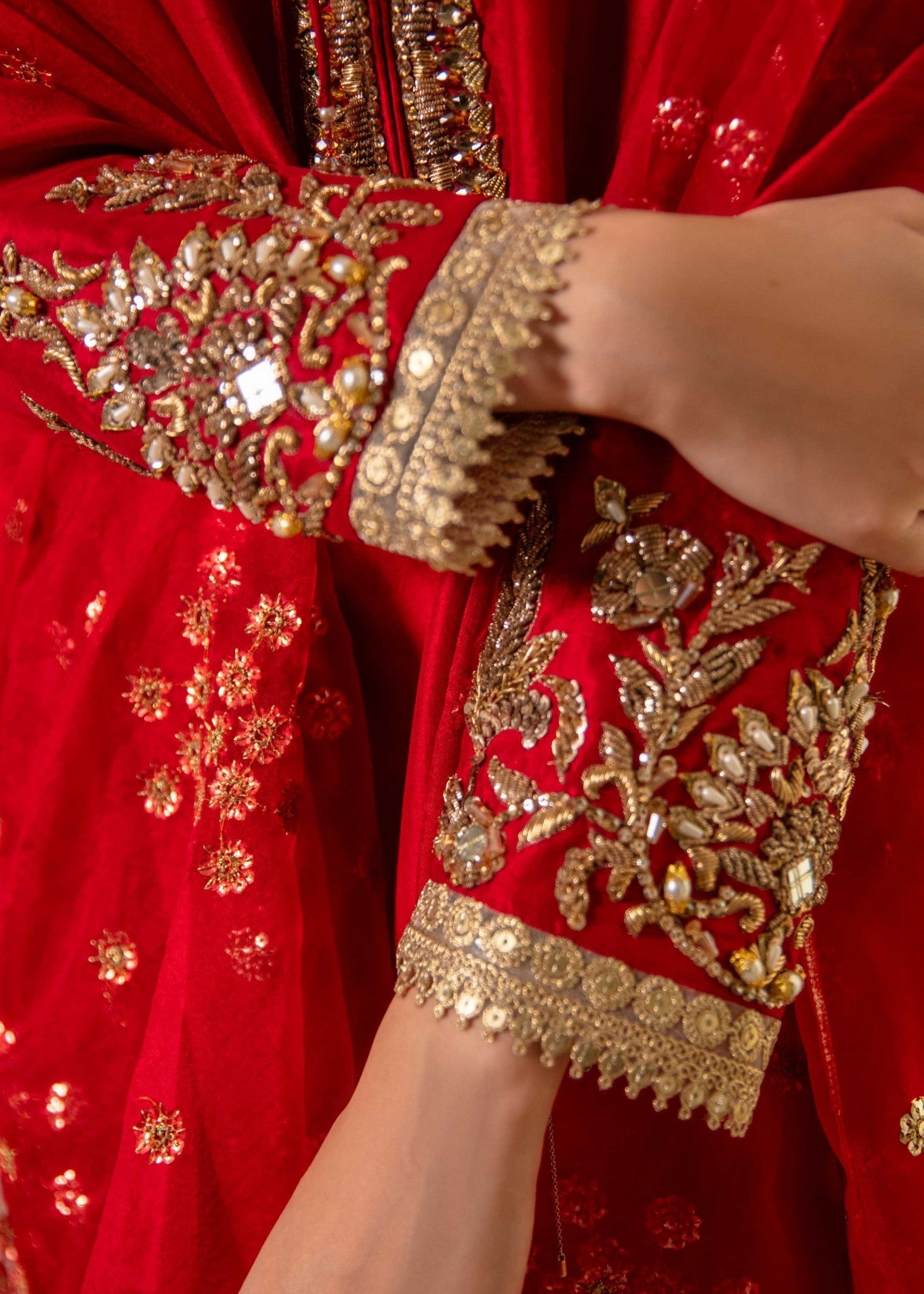 tussar silk Kurta Set in Red