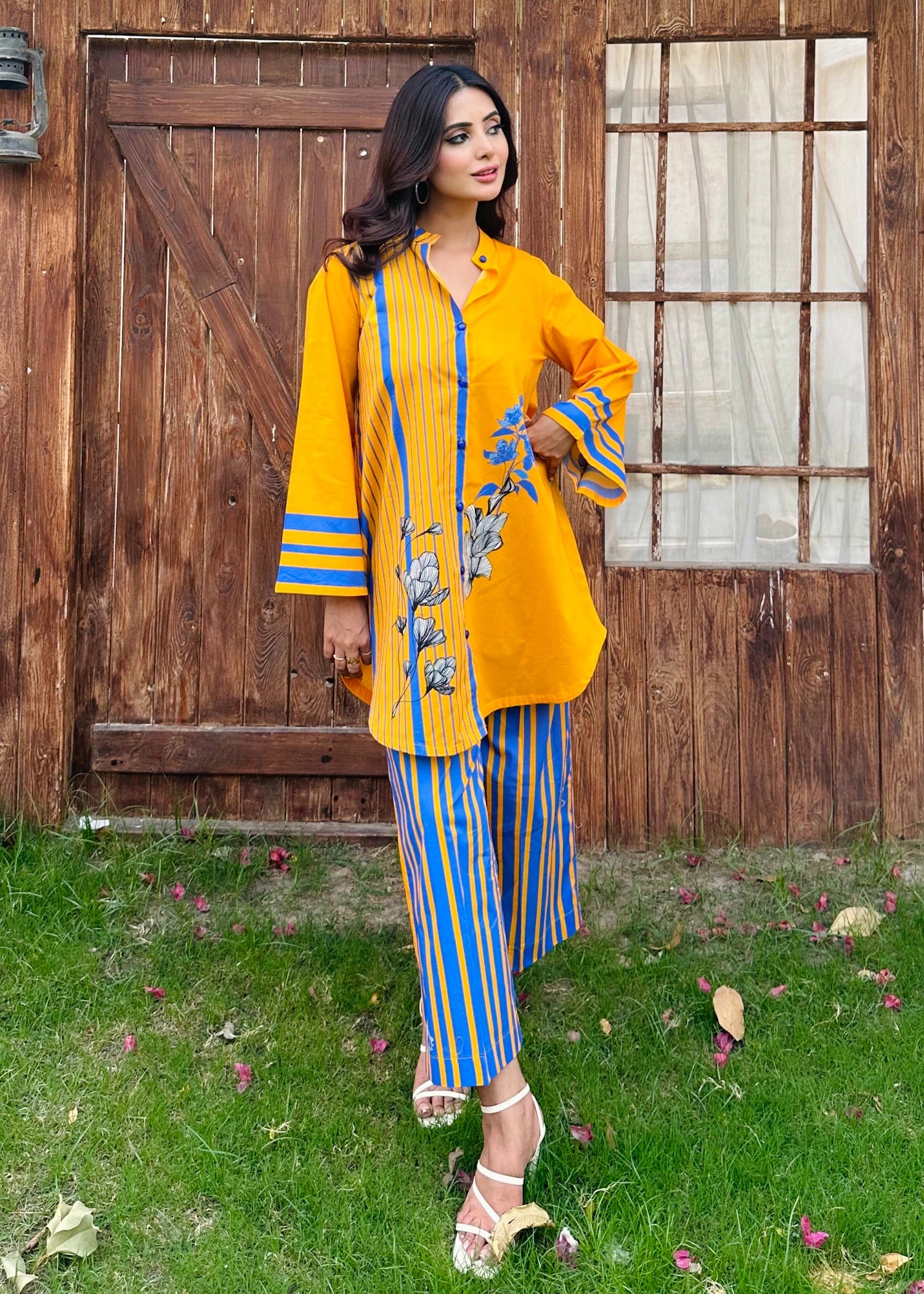lawn Co ord Sets in Honey, blue