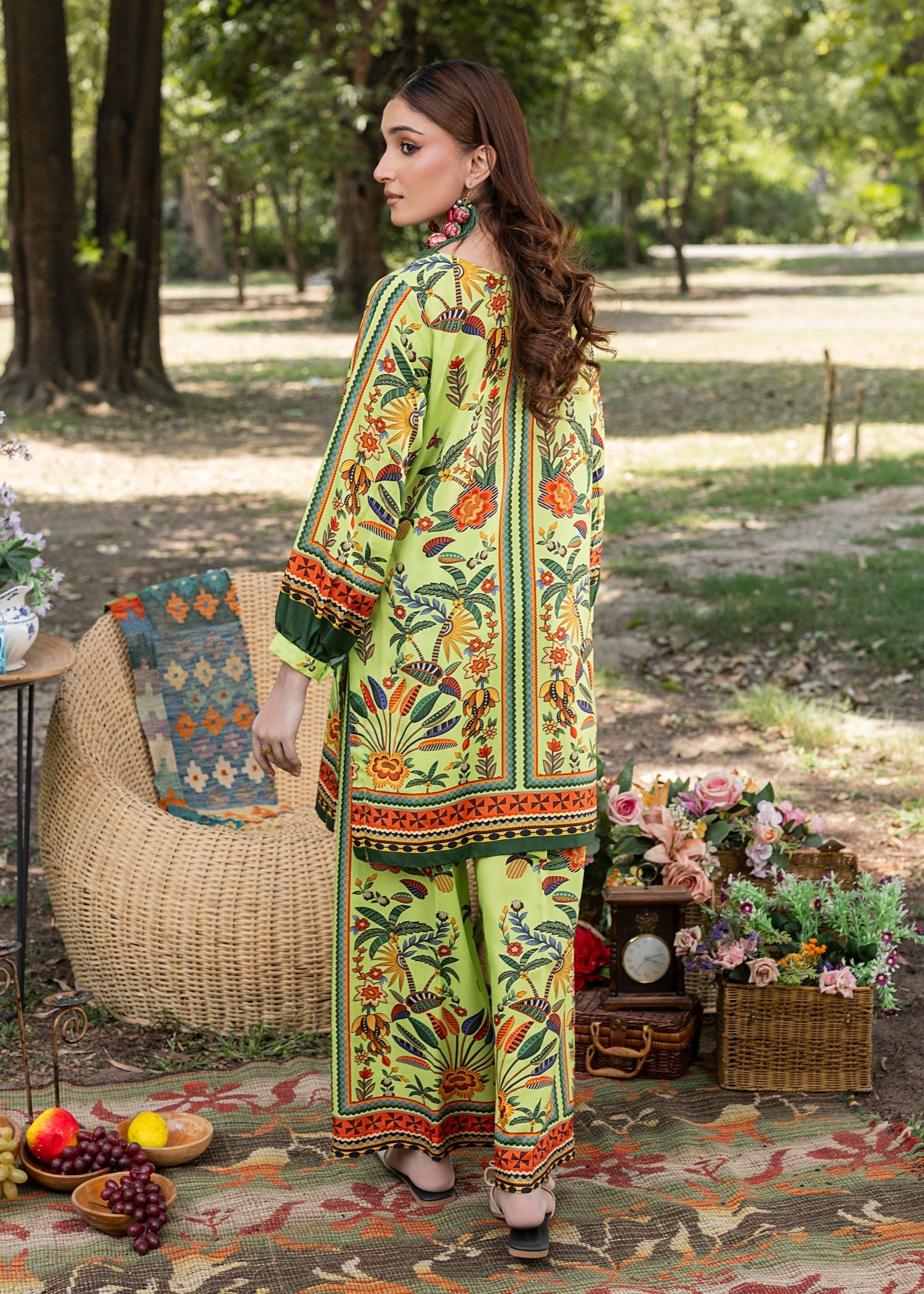 cotton silk Co Ord Sets in Lime green