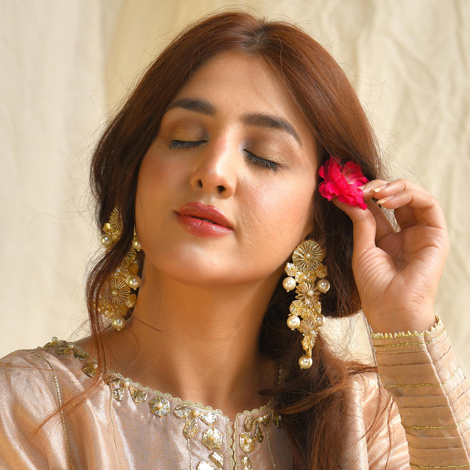 Earrings in Gold Color by - Trendy Women Earrings IBY7924
