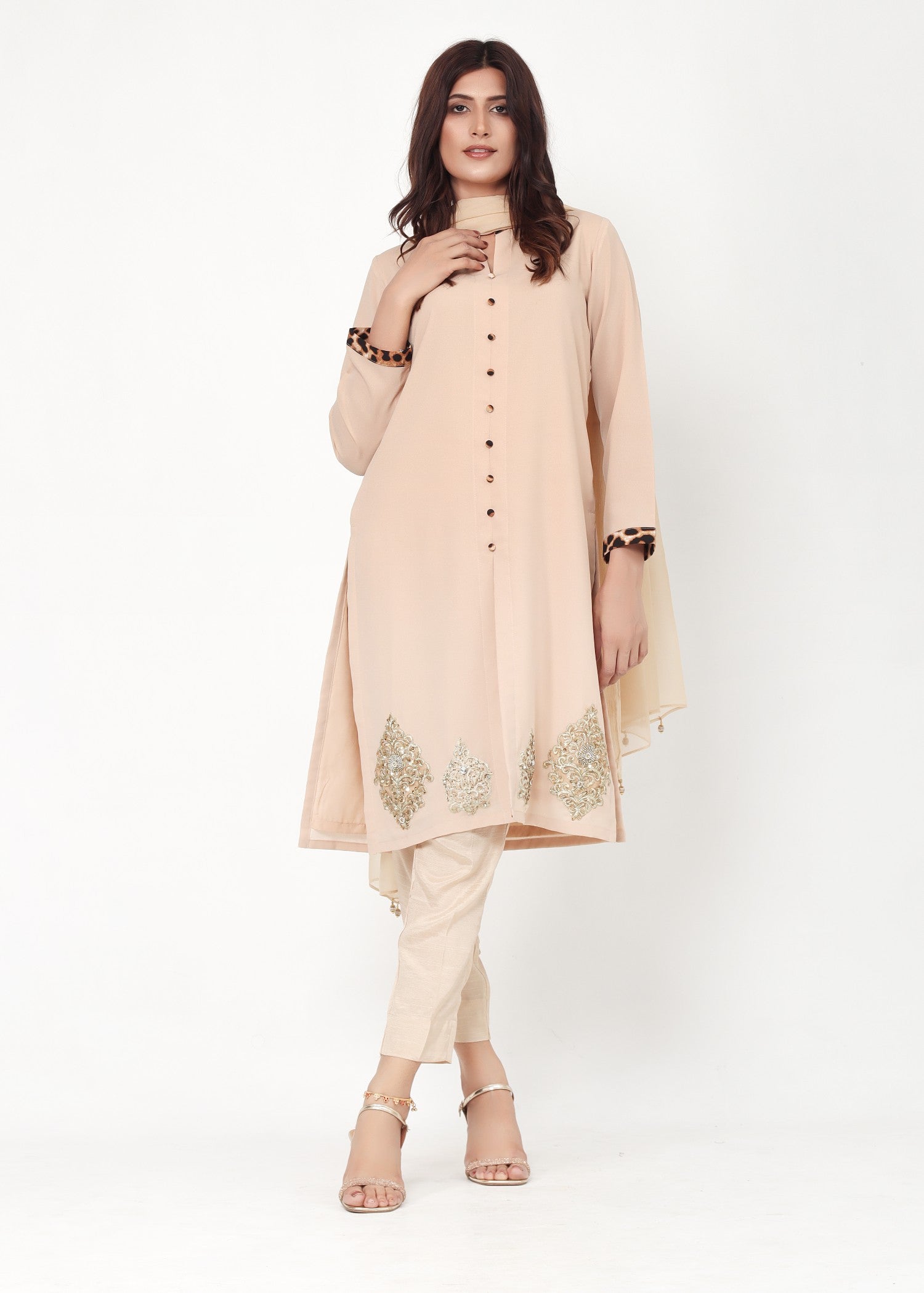 georgette Kurta Set in Beige