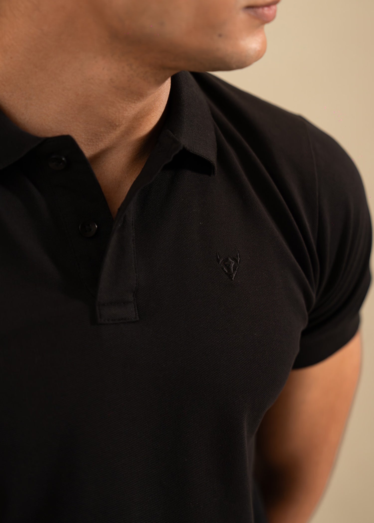 cotton-spandex Polo Shirt in Black