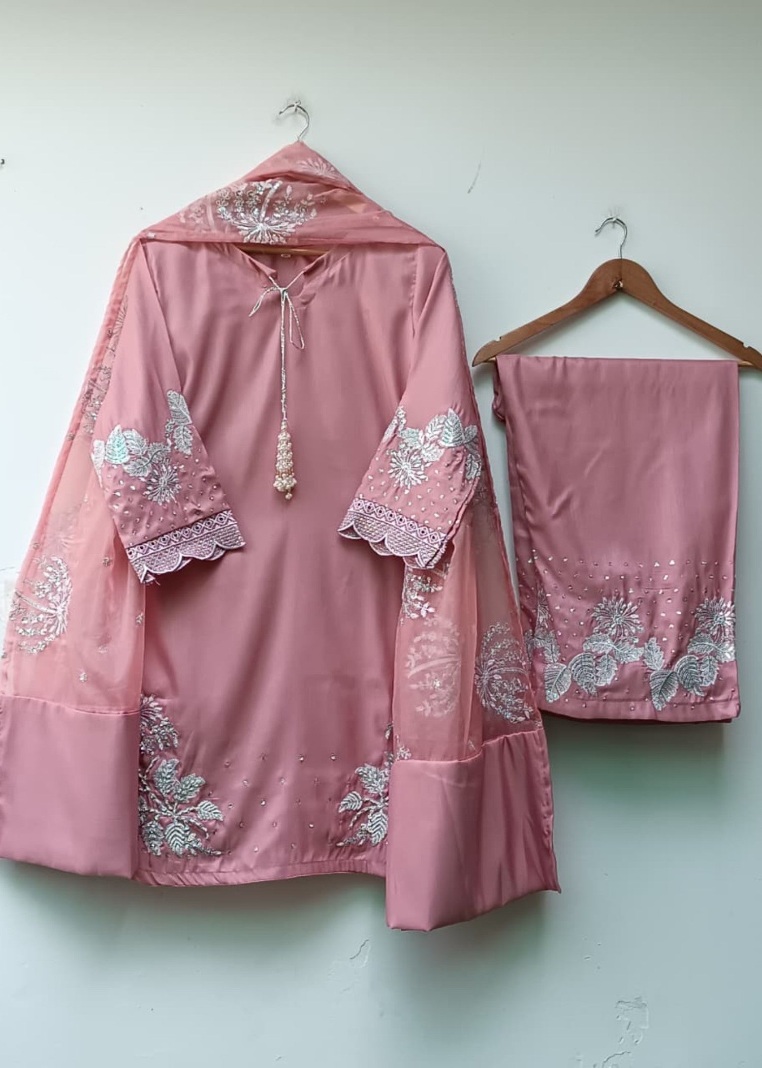 raw silk Kurta Set in Pink sherbert