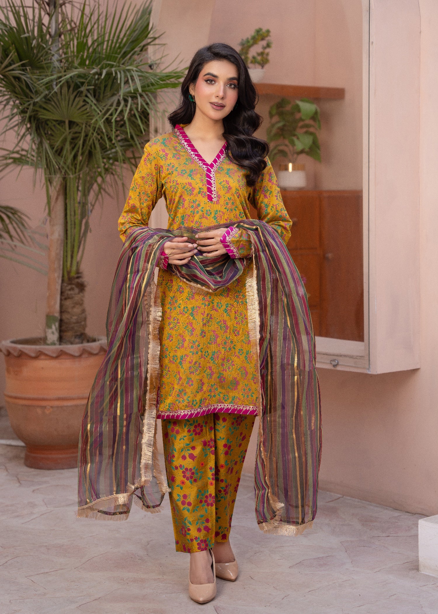 indian raw silk Kurta Set in Mustard