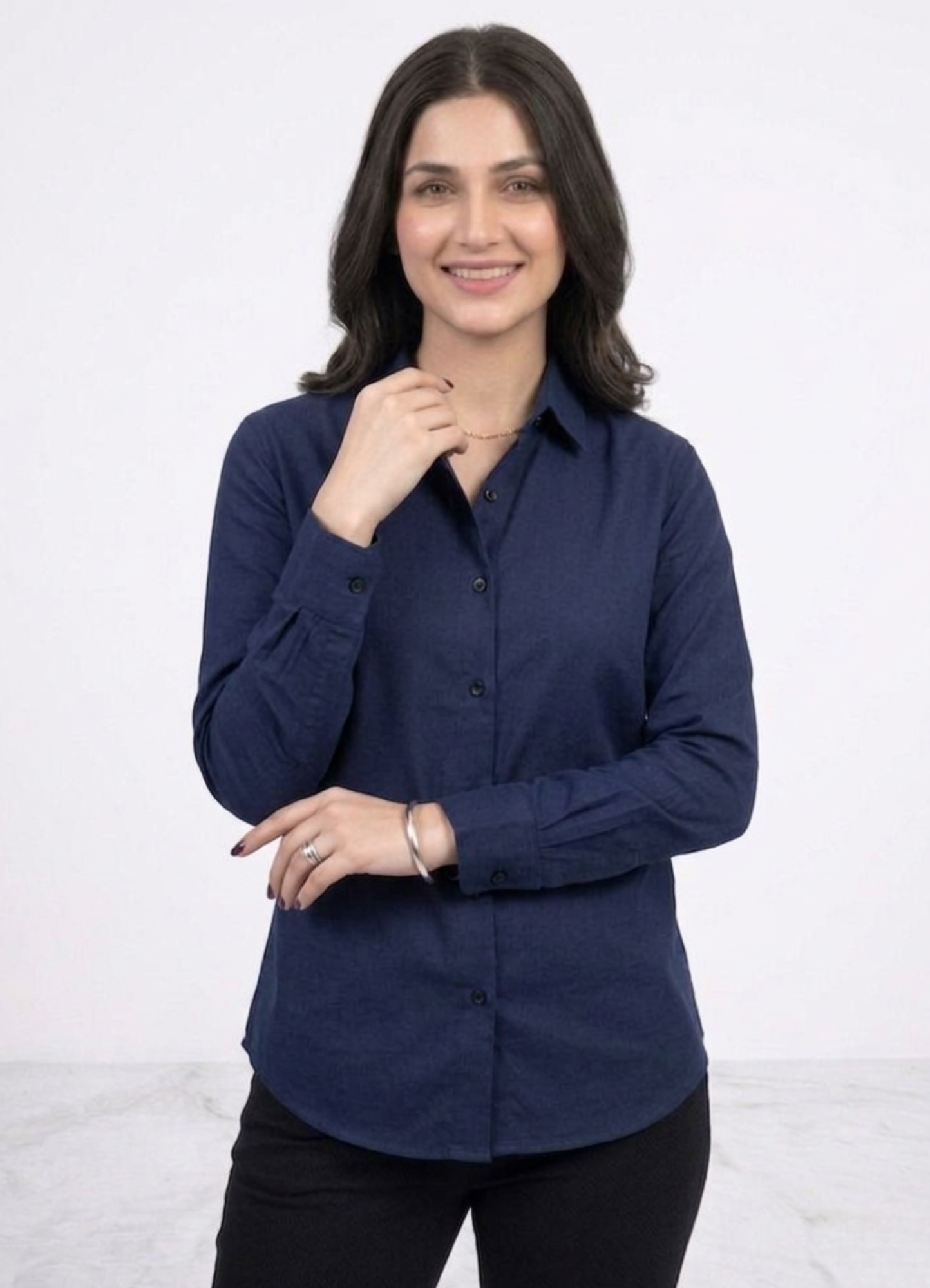 cotton silk Top in Navy blue