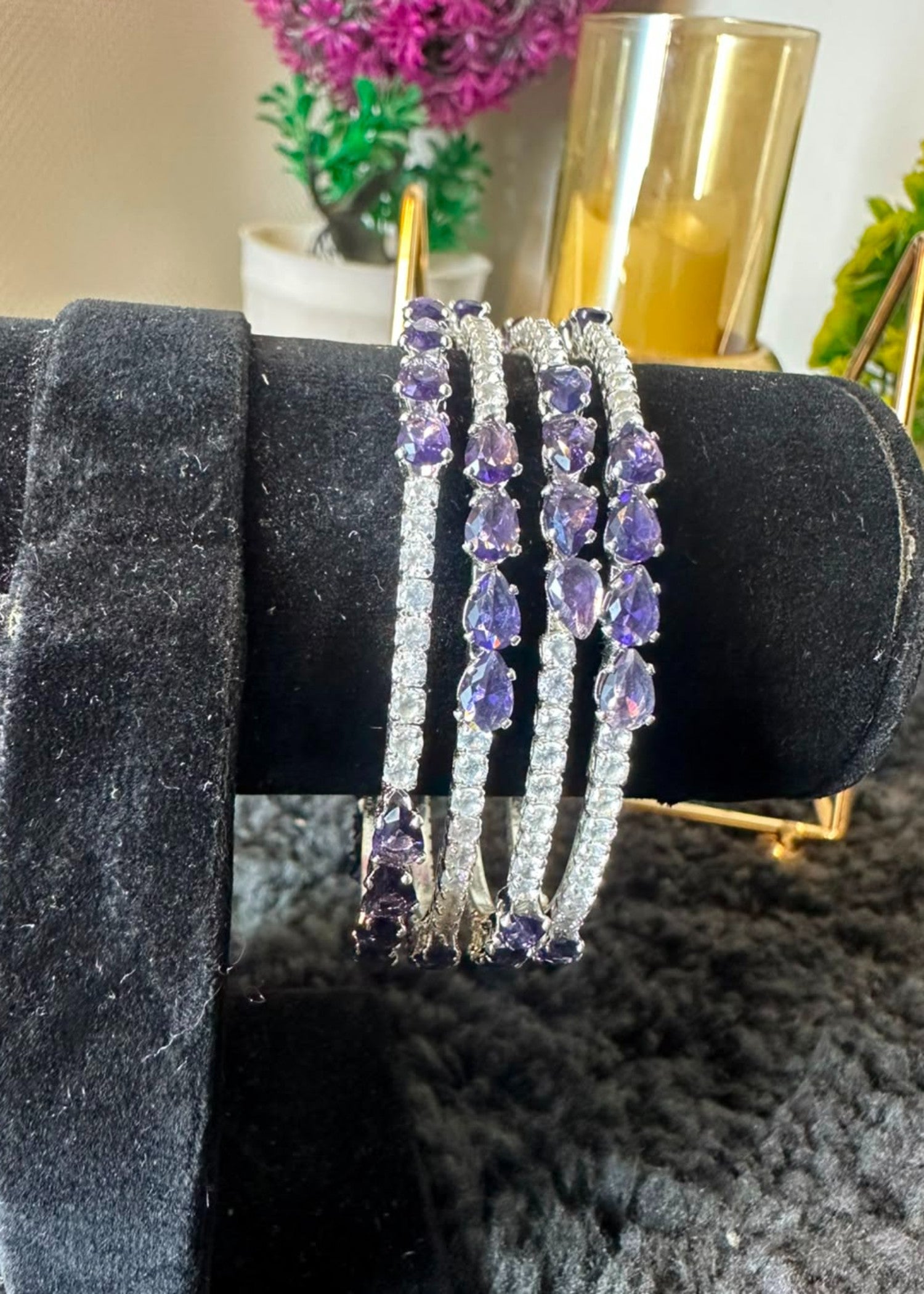 Bangles in Silver, royal purple Color by - Trendy Women Bangles IIQ9426