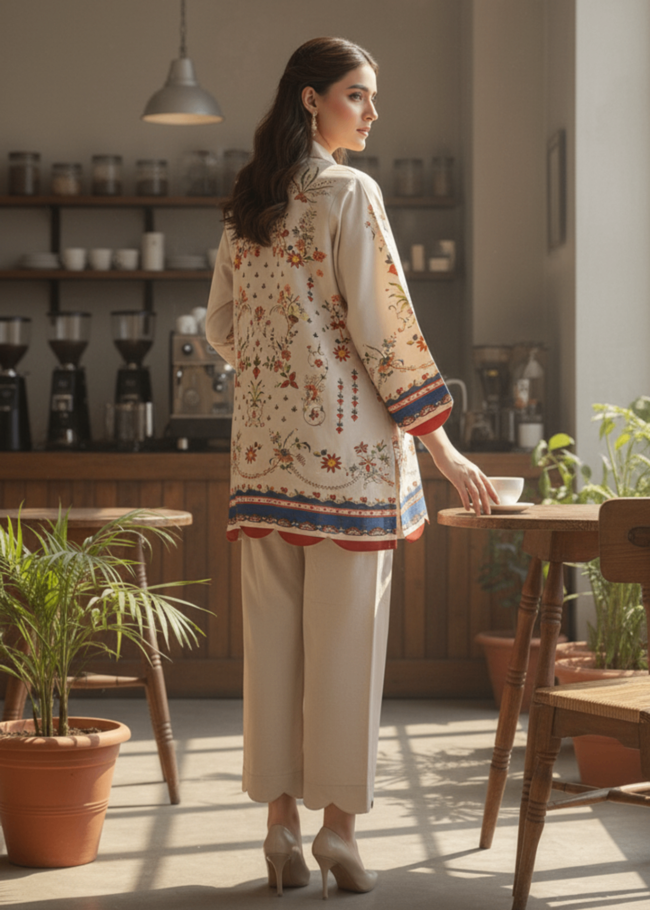 cambric Kurta Set in Cream