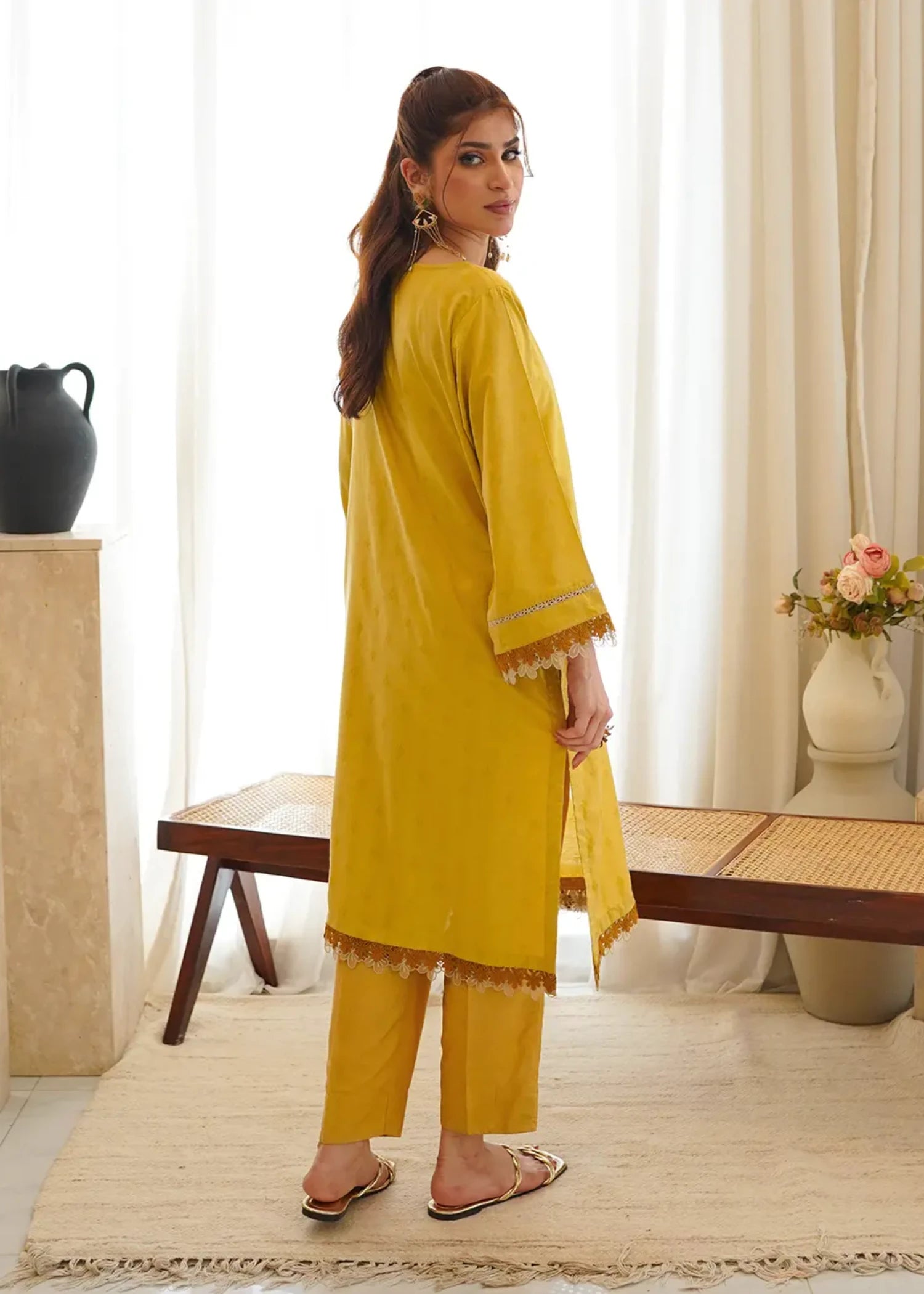 viscose Kurta Set in Mellow yellow