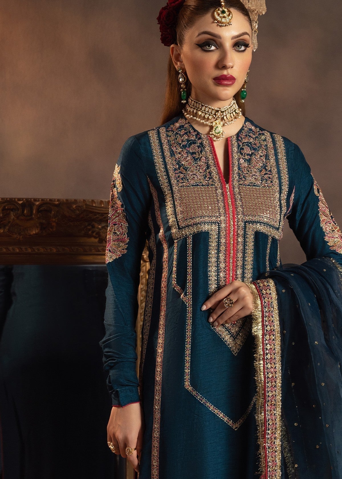 pk raw silk Kurta Set in Blue
