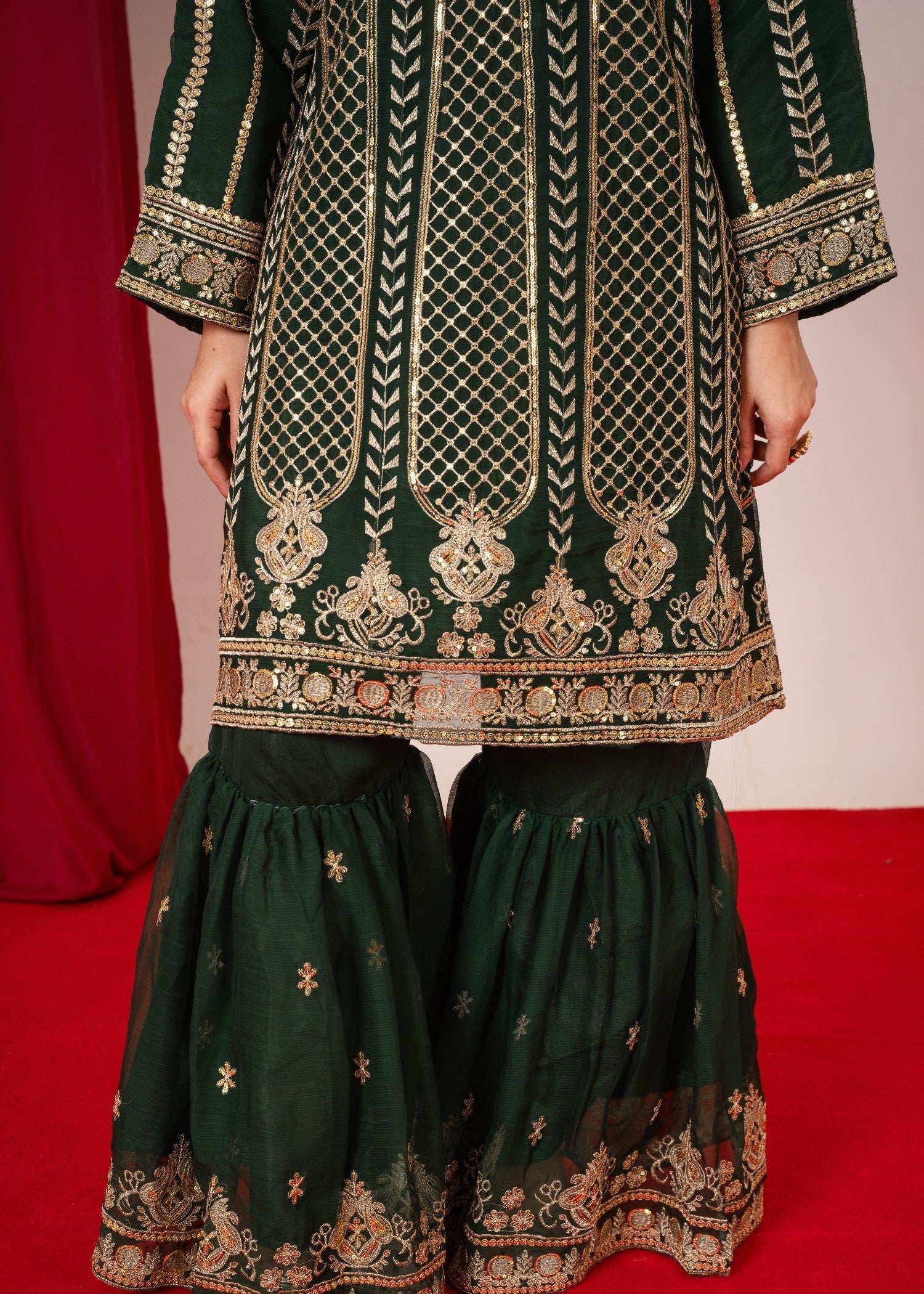chiffon Gharara in Green